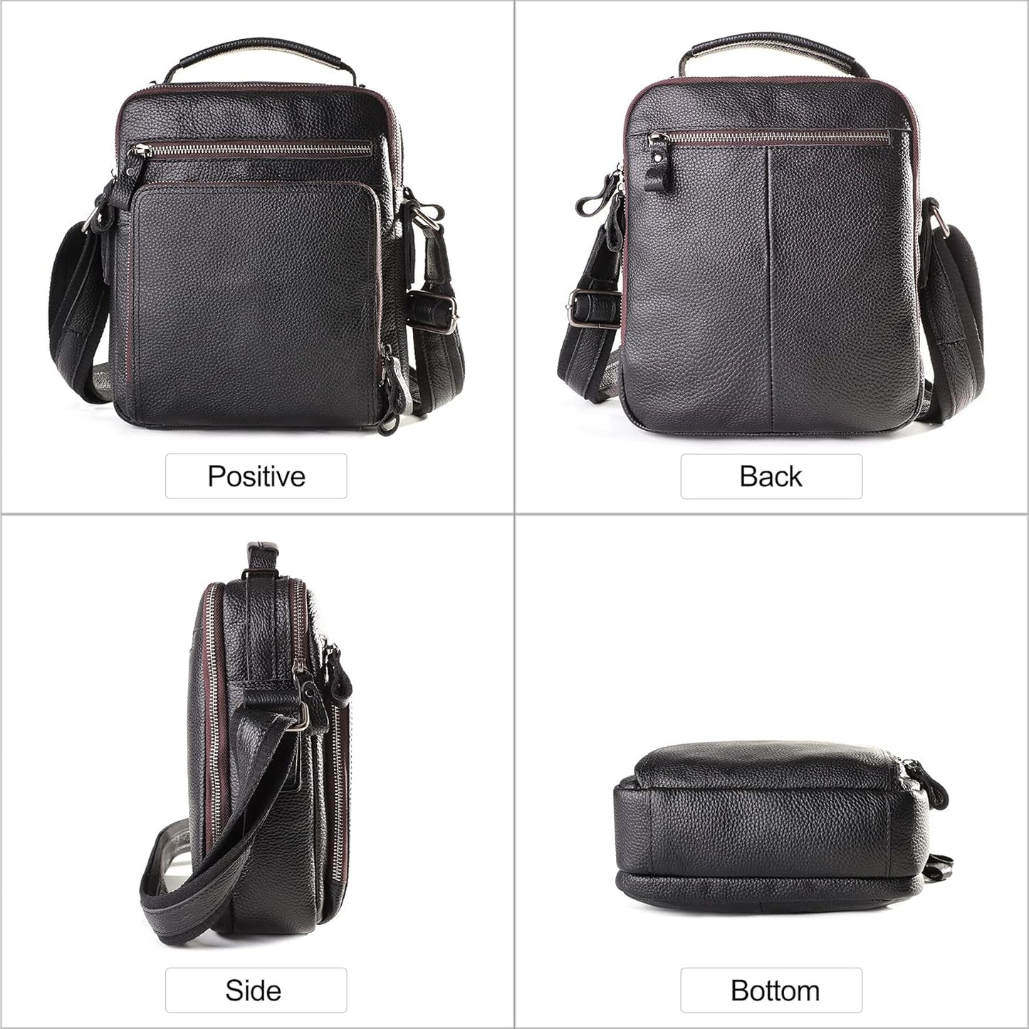 Genuine Leather Small Messenger Bag for Men Vintage Shoulder Crossbody Bags for Work Business Travel