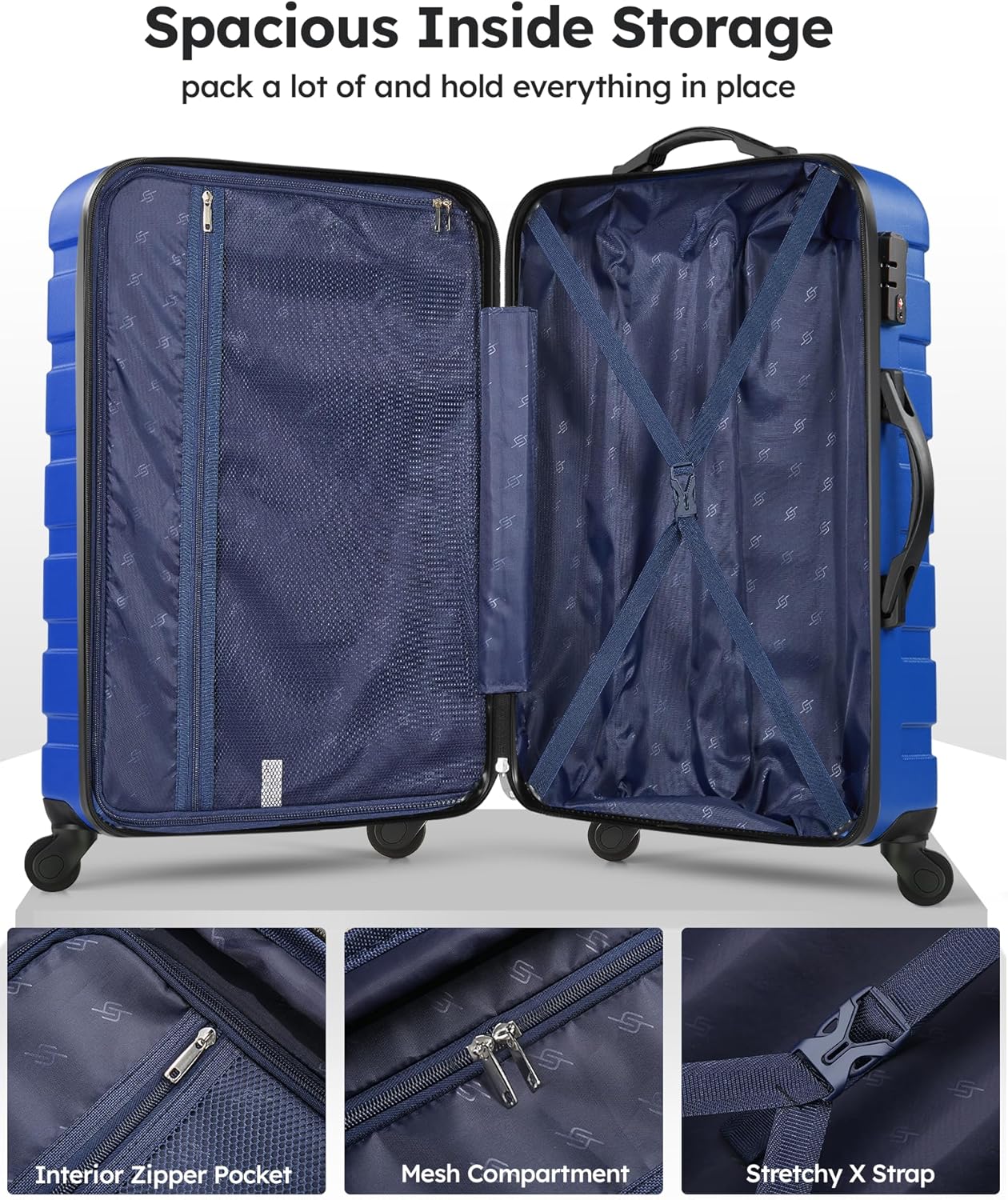 Suitour Luggage 3 Piece Sets Hard Shell Luggage Set with Spinner Wheels, TSA Lock, 20 24 28 inch