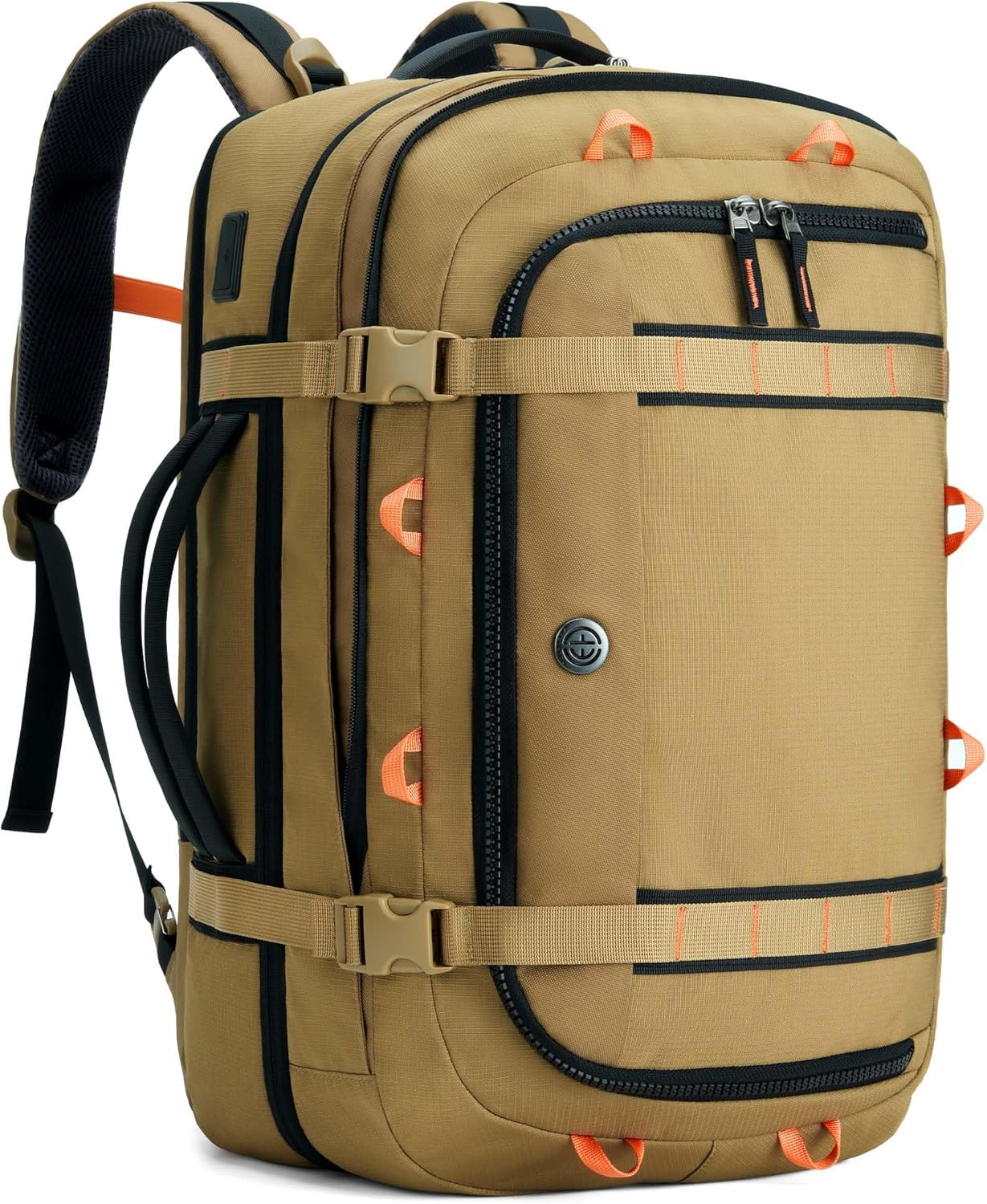 Tolaccea Travel Backpack, TSA Flight Approved Carry On Travel Laptop Backpack for Women Men, Dual Laptop Storage for 17.3" and 15.6" Laptop, Large Luggage Backpack 40-45L Expandable (Khaki)