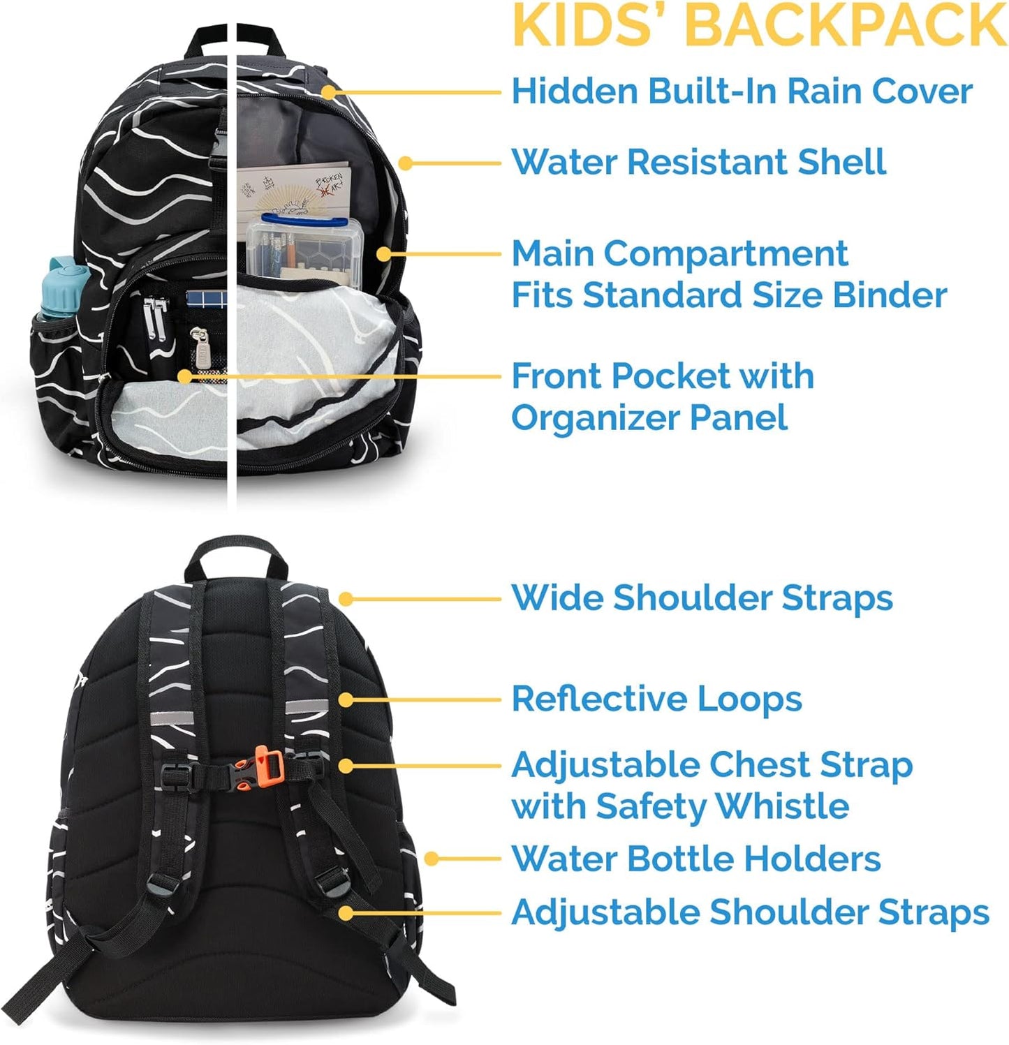 JAN & JUL Water Resistant Backpack for School, Lightweight Schoolbag for Kids (Heather Grey, One