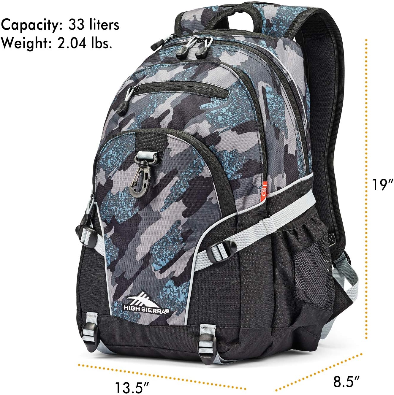 High Sierra Loop Backpack, Travel, or Work Bookbag with tablet sleeve, One Size, Graffiti/Black/Ash