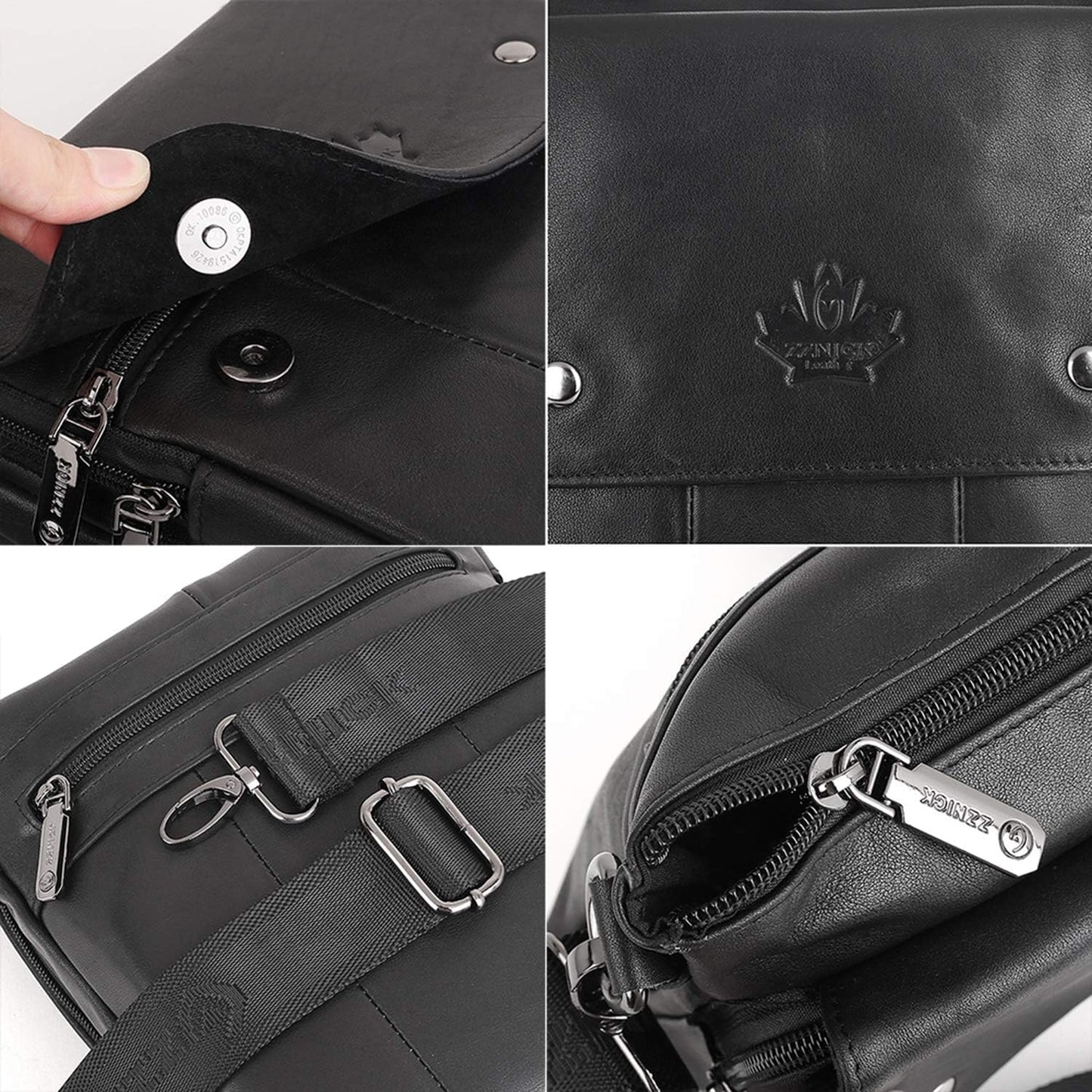 Genuine Leather Messenger Bag, Sling Bag Crossbody Shoulder Bags for Travel Work Business