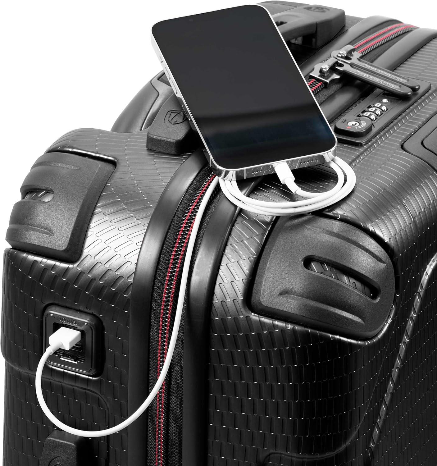 Traveler's Choice Maxporter II Hardside Polycarbonate Suitcase with Spinner Wheels, TSA Lock, Black, 22" Carry-On Luggage