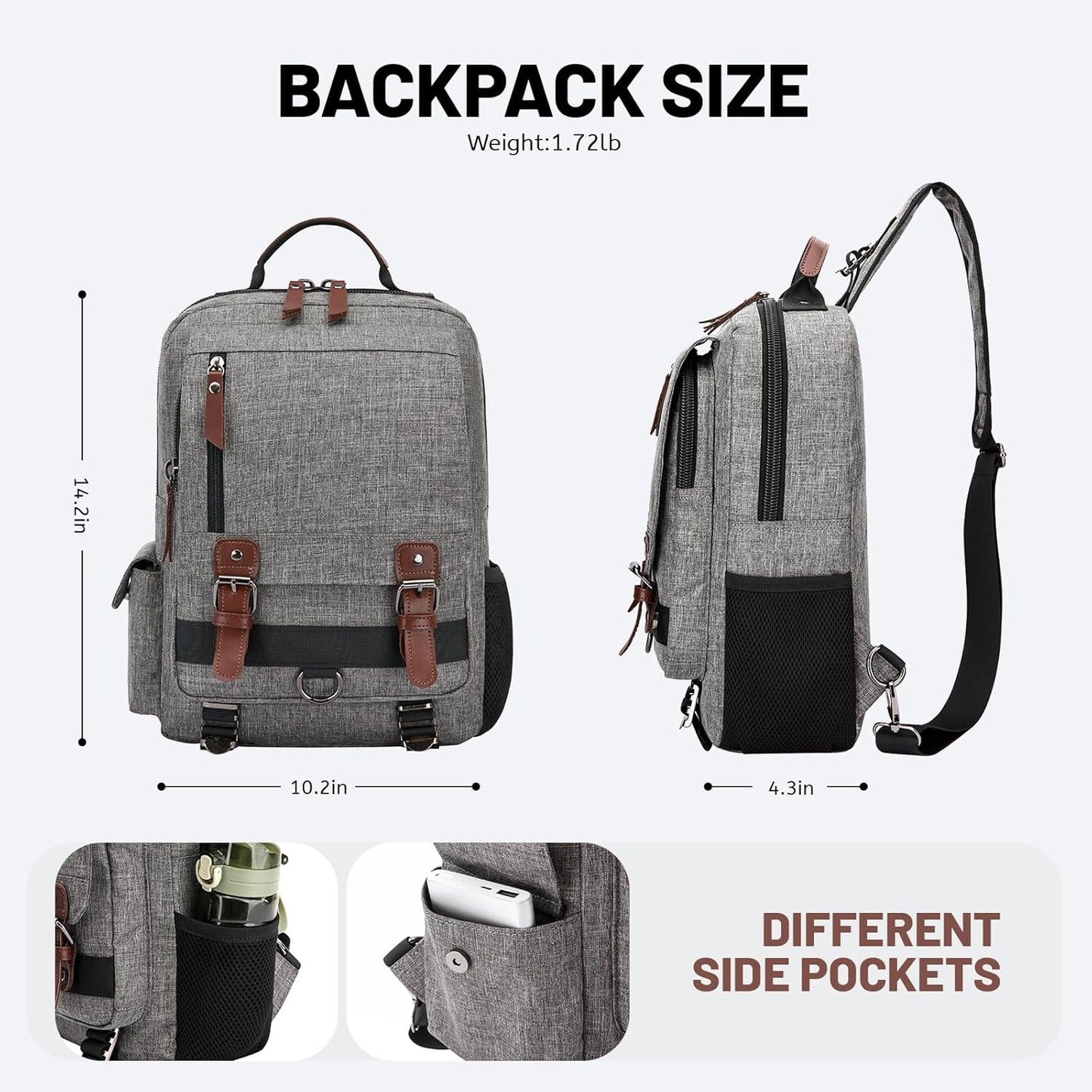 mygreen Canvas Cross Body Messenger Bag Shoulder Sling Backpack Travel Rucksack
