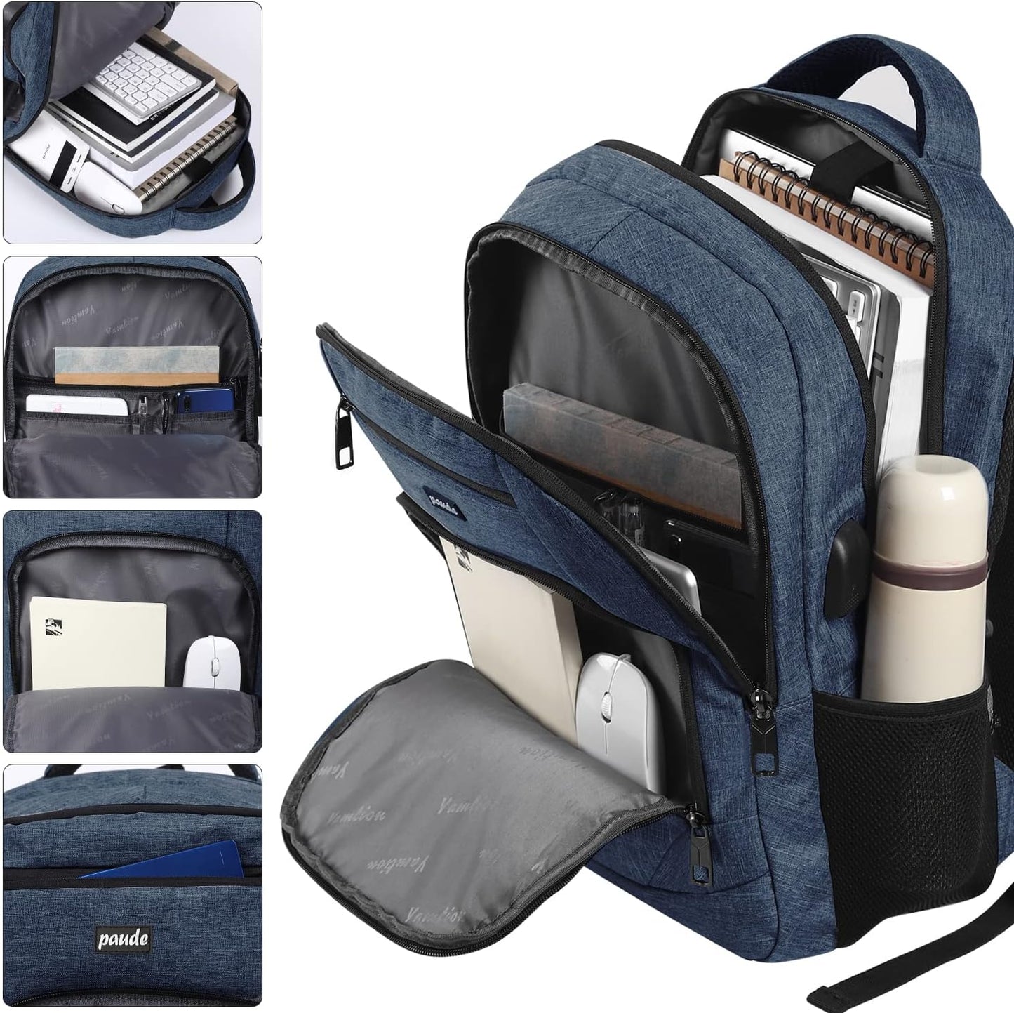 Paude Backpack School, Laptop, Bookbag for Teen Boys 15.6 Inch College, Business, Work, Travel (Blue, 15.6 inch)
