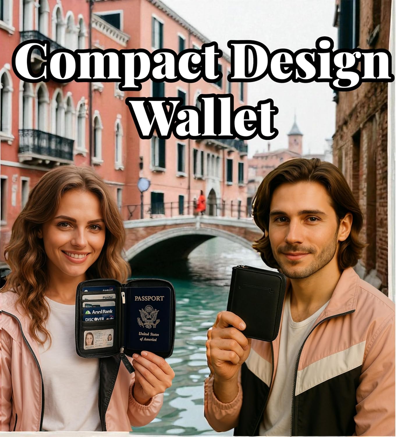 Passport Wallet - Travel Document Holder w/RFID Blocking – Full Grain Leather – Bifold compact zip