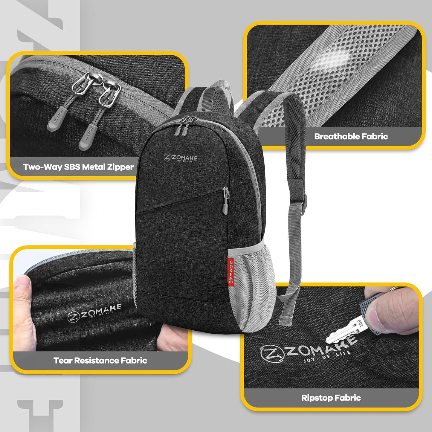 ZOMAKE Ultra Lightweight Packable Backpack 10L,Small Foldable Backpacks Hiking Water Resistant