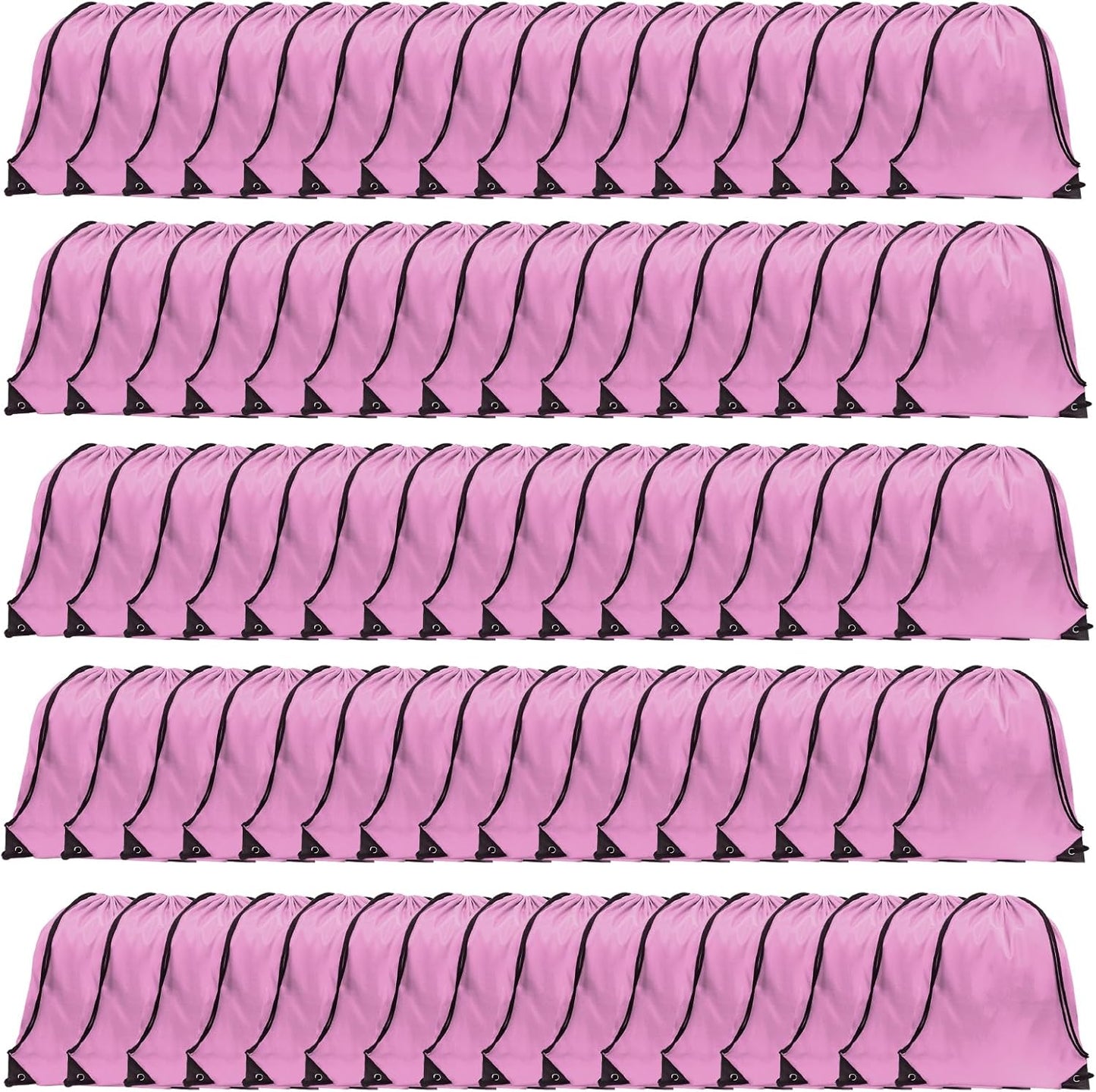 GoodtoU Nylon Backpacks - Drawstring Bags for Sport, Traveling, Team (Pink, 80Pcs)
