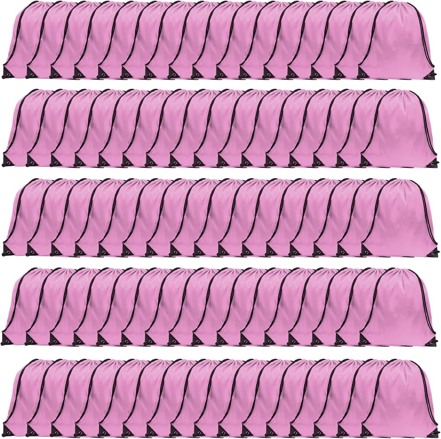 GoodtoU Nylon Backpacks - Drawstring Bags for Sport, Traveling, Team (Pink, 80Pcs)