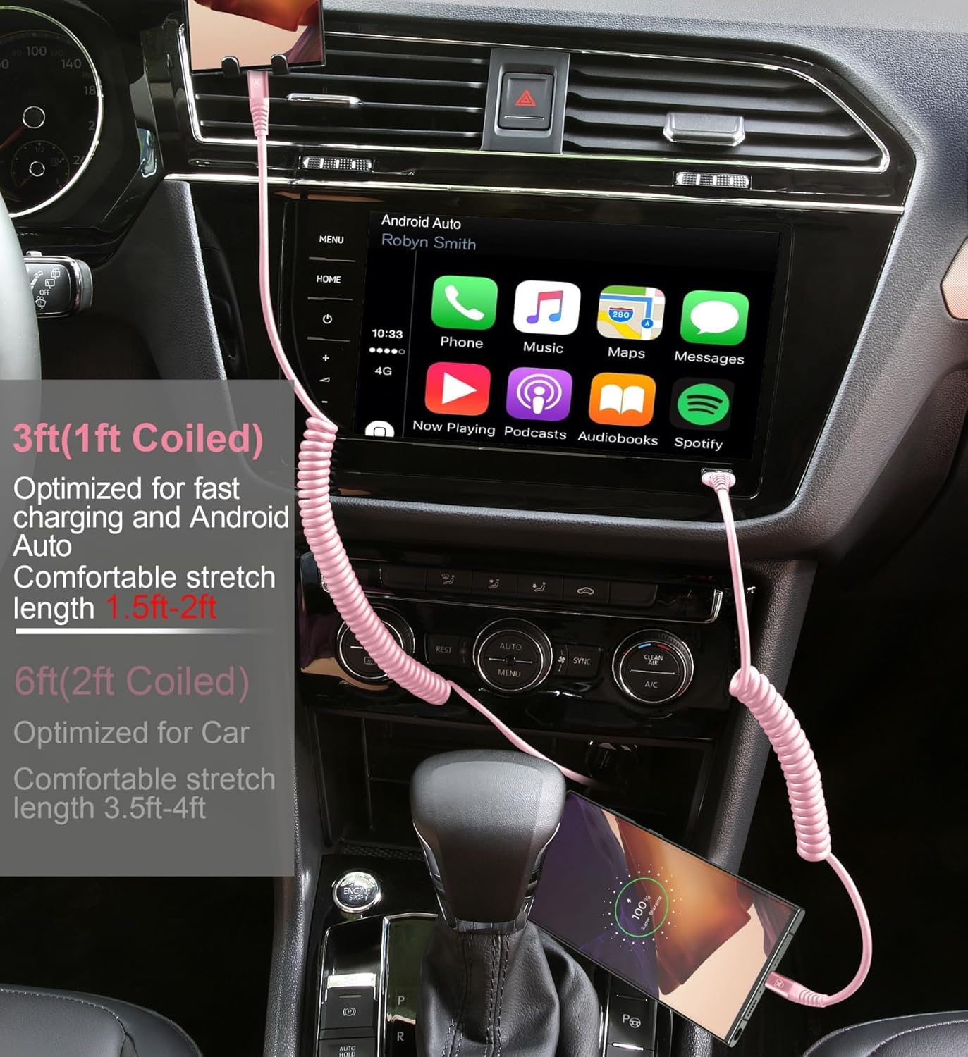 USB A to C Cable Fast Charging 3FT for Car, 2Pack USB Type C Charger Cable for iPhone 16, USB-C Cable Compatible with iPhone 17/16/15/Plus/Pro/Pro Max/Samsung Galaxy A10e A20-Pink