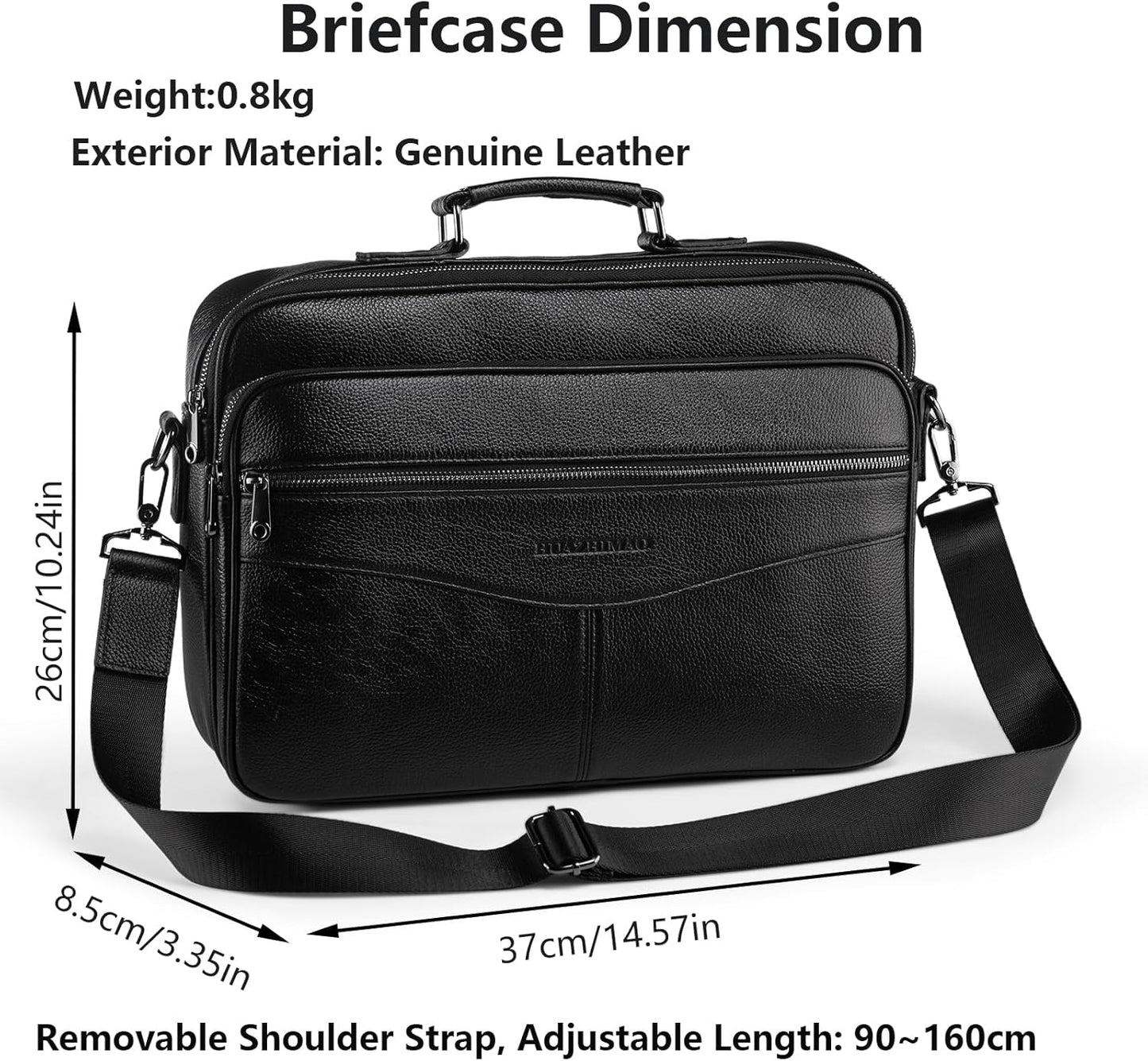 Business Laptop Briefcase for Men 15.6 inch Genuine Leather Computer Laptop Satchel Bag Retro Waterproof Handheld Shoulder Bag Men's Office Commuting Trip Briefcase