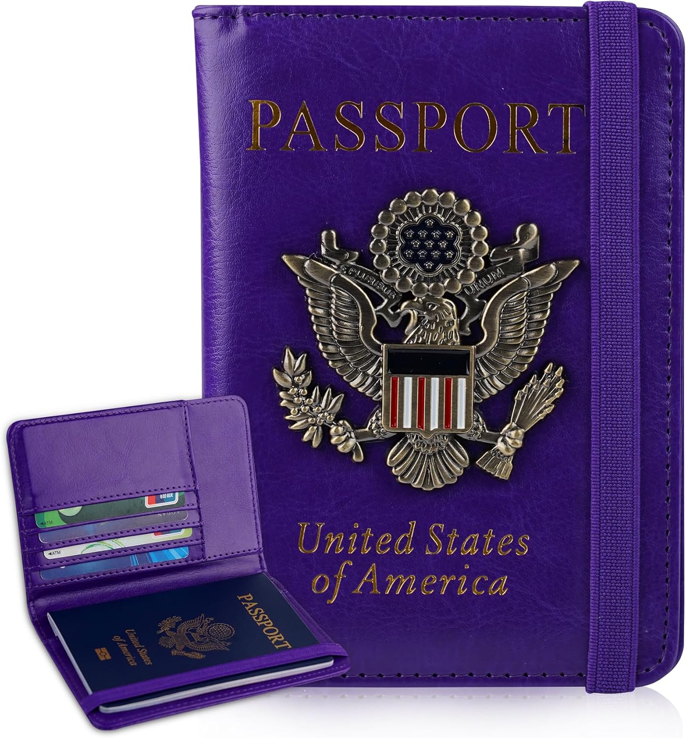 Passport Holder Cover Travel Wallet RFID Blocking Passport Wallets Family Organization Personalized Wallet Case for Men and Women Travel Must Haves (Purple)