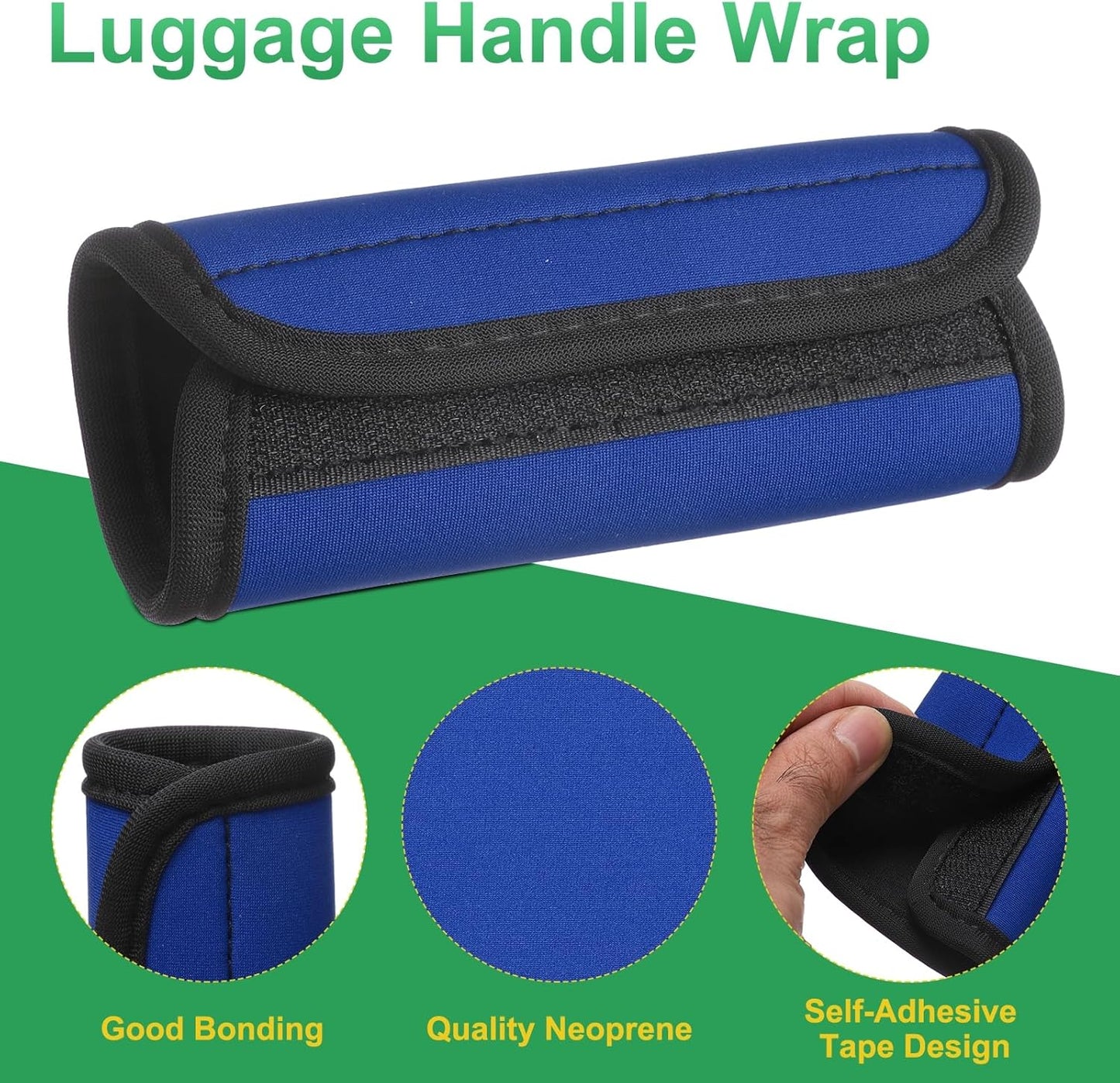 uxcell 3 Pcs Luggage Handle Wrap for Suitcase, Neoprene Handbag Grip Cover Protector Luggage Identifiers Suitcase Handle Wraps for Luggage Shopping Bag Travel Bags, Blue