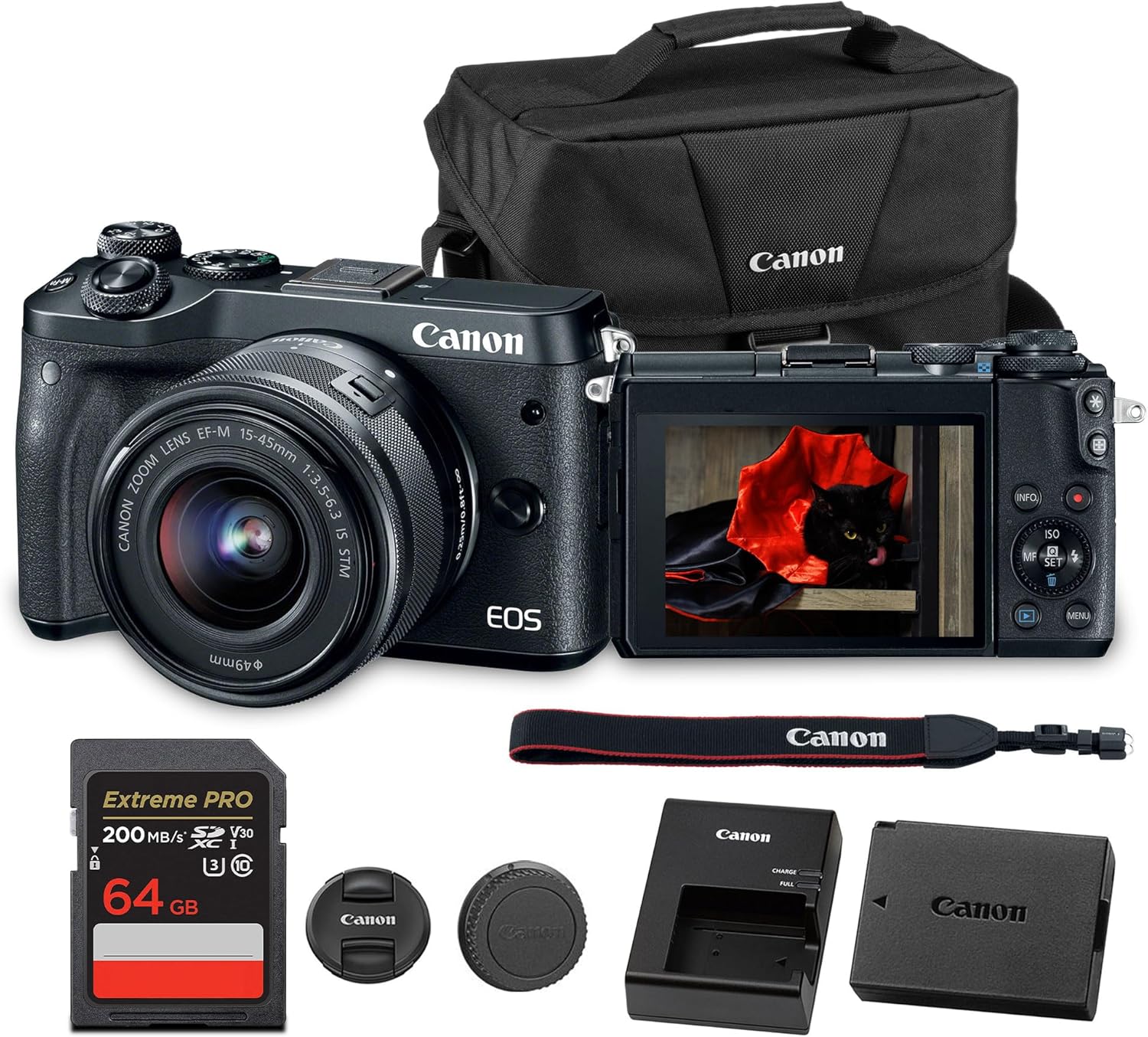 Canon EOS M6 Mirrorless Digital Camera with 15-45mm Lens | 24.2MP APS-C Sensor, Dual Pixel AF &