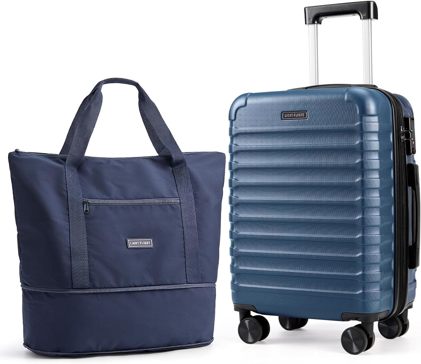 LIGHT FLIGHT Luggage Sets, Carry On Luggage 22x14x9 Airline Approved, Carry On Travel Bag Suitcases with Wheels, Expandable Hardside Lightweight Rolling with TSA Lock 2-Piece Set (DB/20),Royal Blue