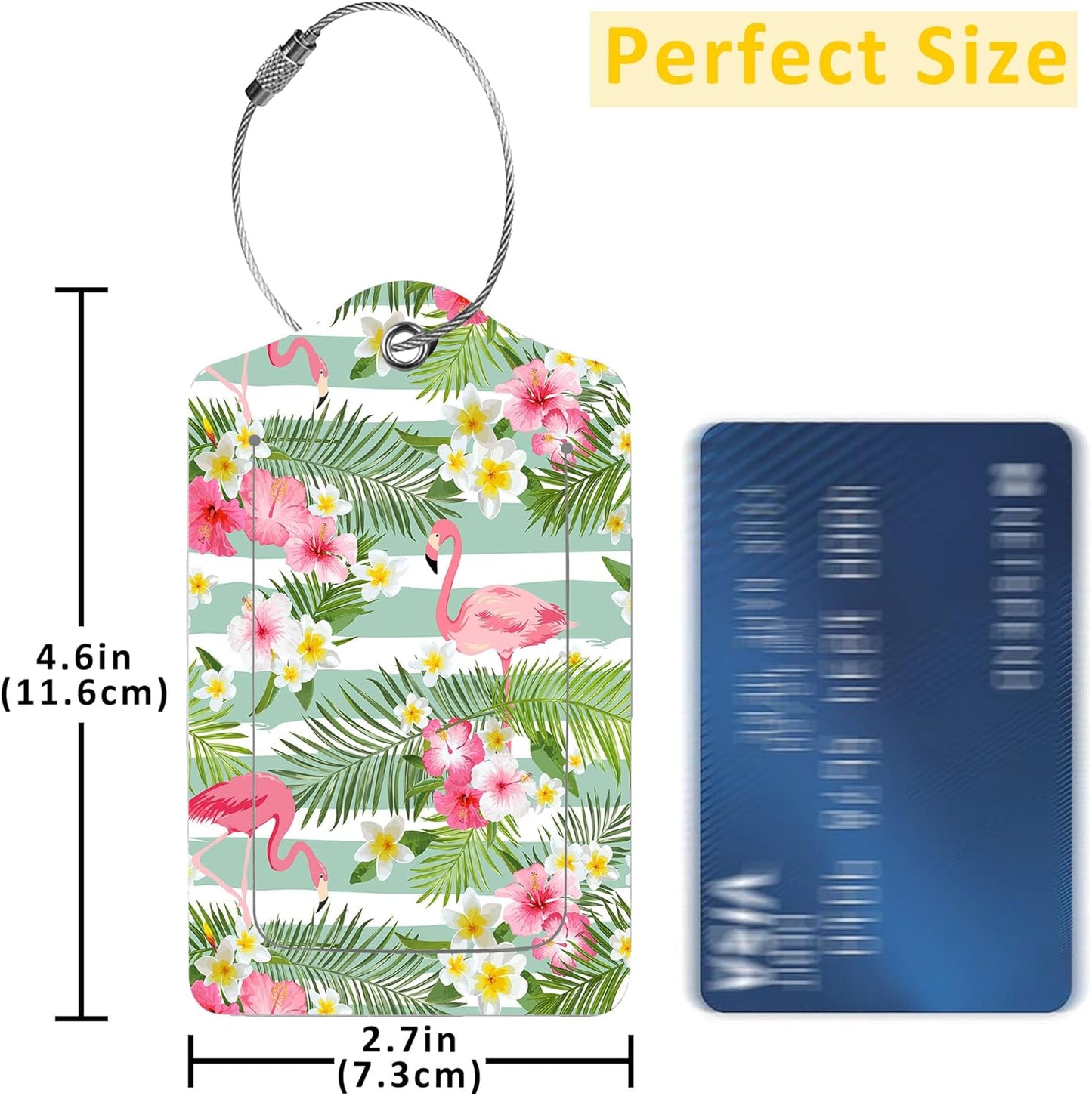 Luggage Tags for Suitcase,2 Pack Tropical Flowers Luggage Tag with Privacy Flap,Name ID Label and Metal Loop for Women Men Girls Baggage Bag Backpack Instrument
