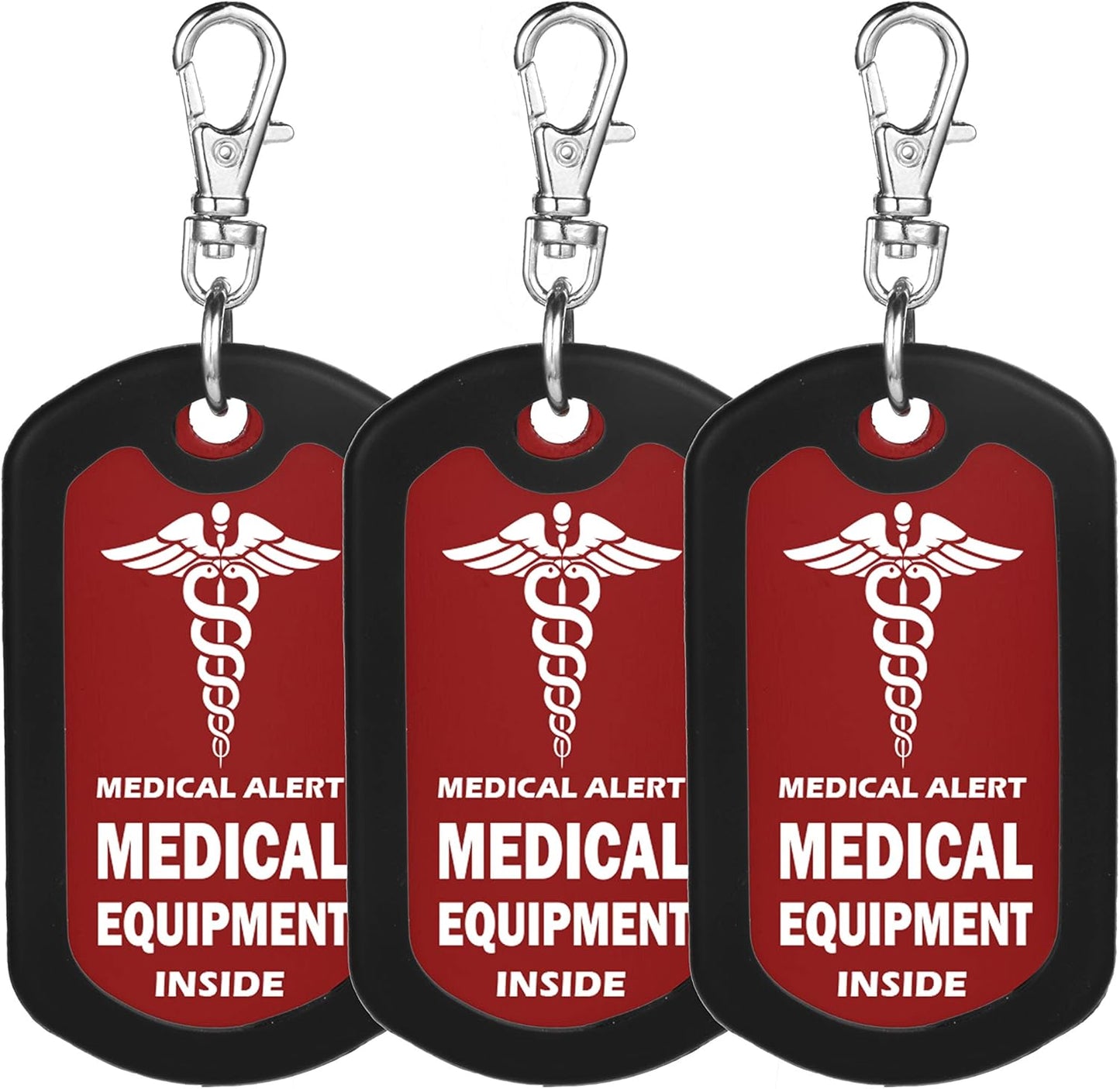 mnmoom Medical Equipment Luggage Tag Medical Alert Zipper Pull Bag Tag (3 Pack-Red)