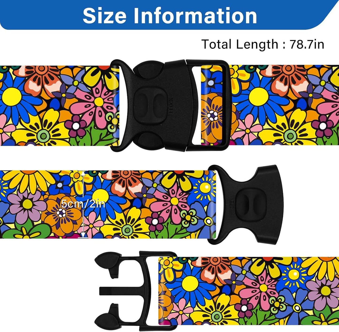 2 Pack Luggage Straps for Suitcases, Adjustable Travel Belt with Double Lock and Quick Release