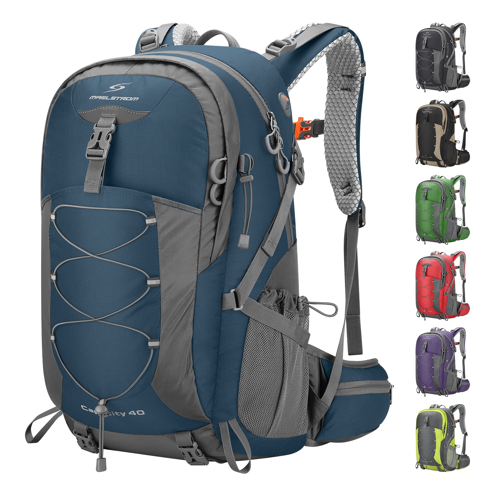 Maelstrom 40L Hiking Backpack, Lightweight Camping Daypack with Rain Cover