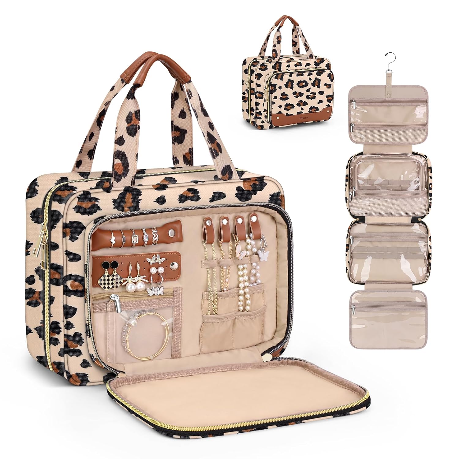 Wedama Toiletry Bag for Women, Hanging Travel Toiletry Bag with Jewelry Organizer Compartment Large