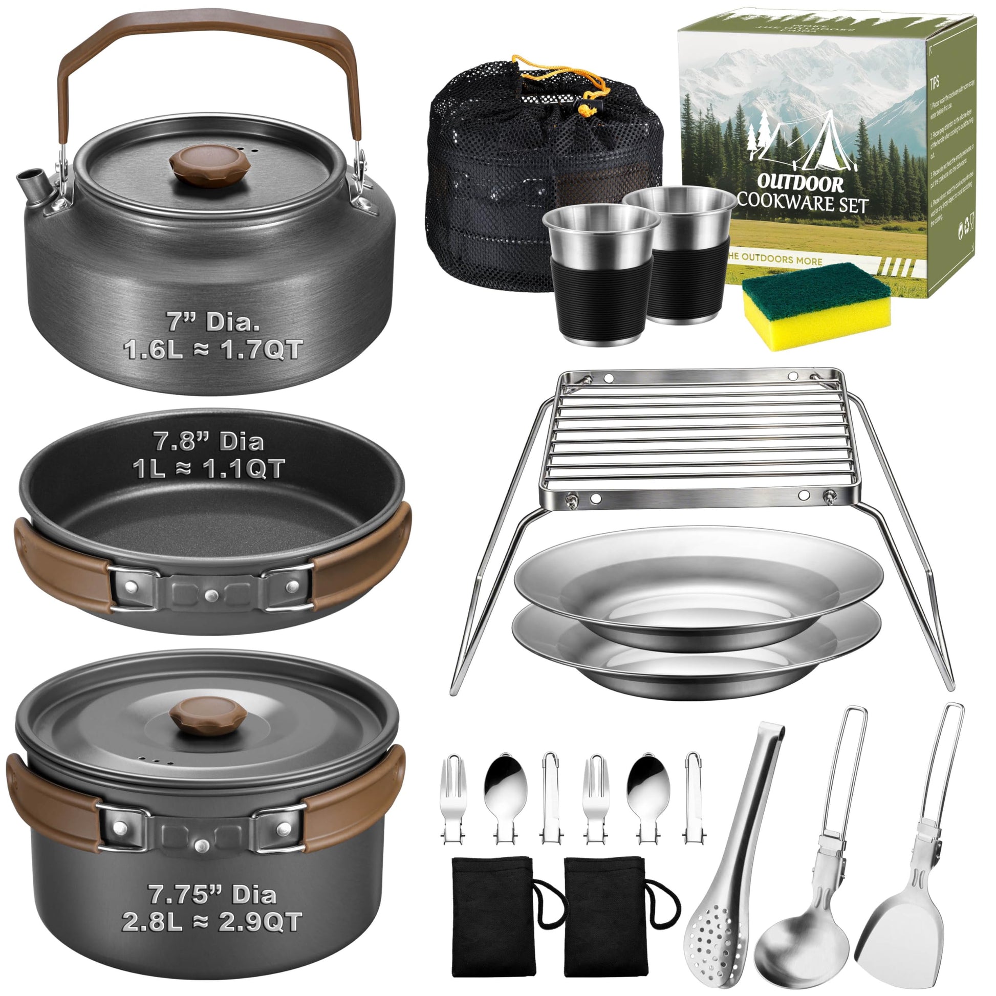 18Pcs Camping Cookware Cooking Set, Joyfair Camp Mess Kit with Utensils