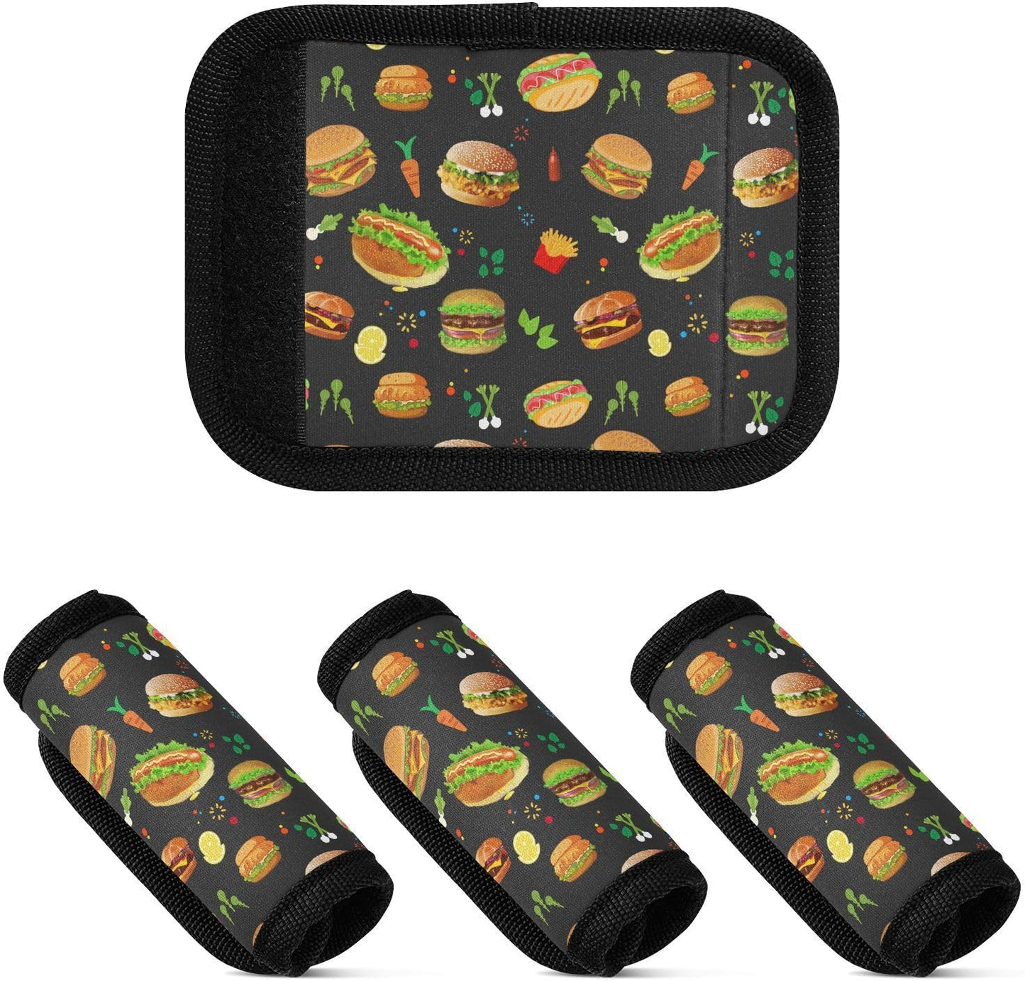 Cheeseburger 2 Pack Luggage Handle Wrap for Suitcase Luggage Identifier Travel Tags Handle Protection Sleeve Cover