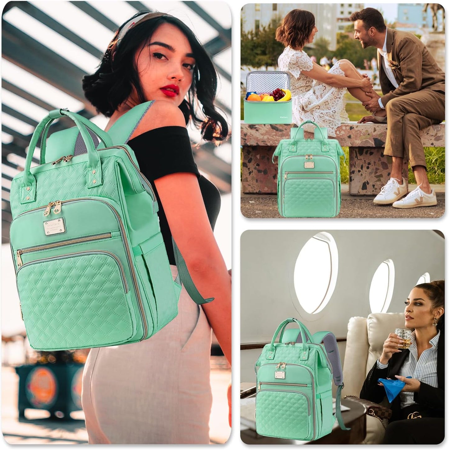 Weitars Lunch Backpack For Women,15.6 Inch Laptop Backpacks For Womens Back pack, Travel Backpacks,Work Backpack For Women (LightGreen)