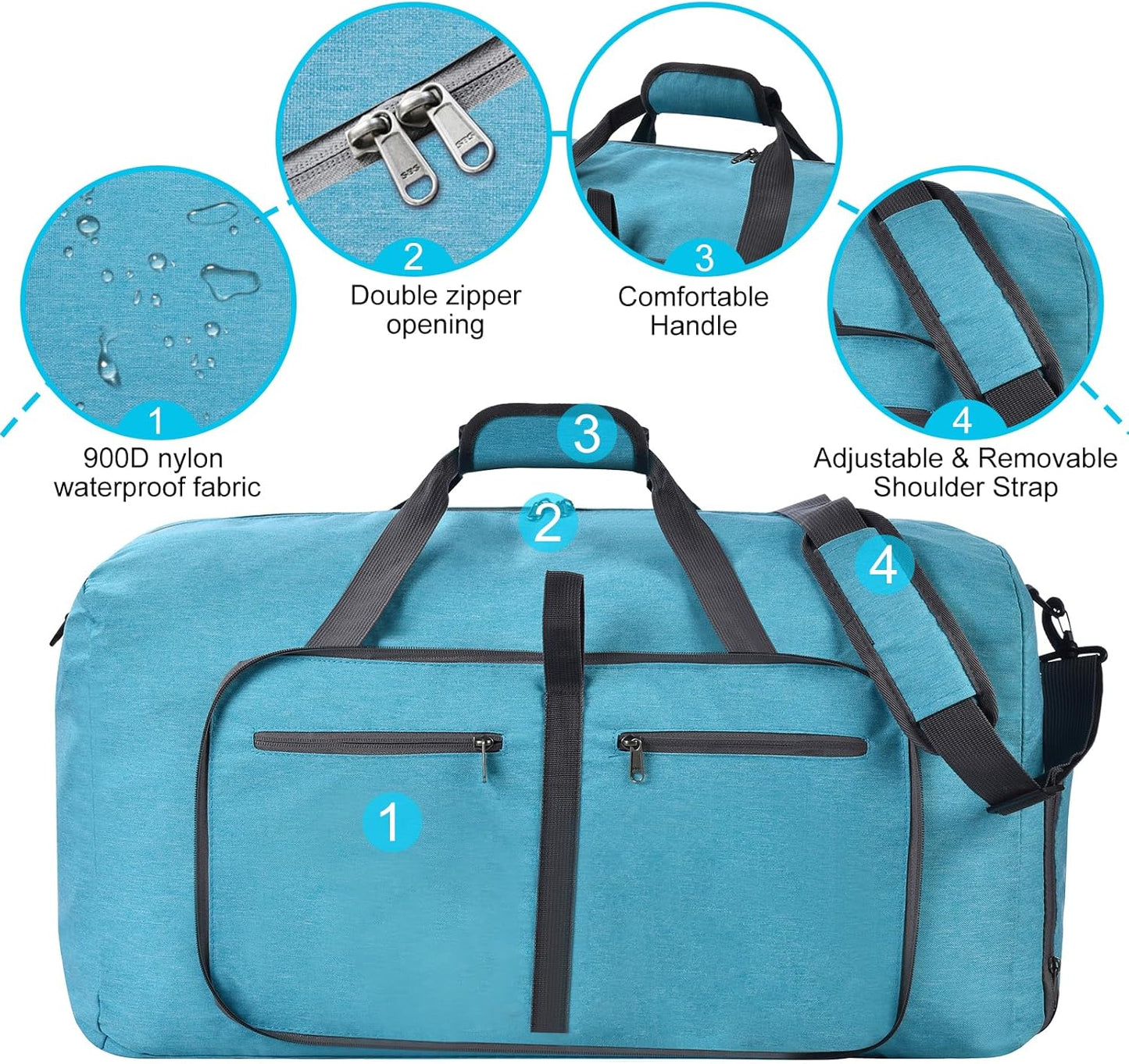 Felipe Varela Duffle Bag with Shoes Compartment and Adjustable Strap,Foldable Travel Duffel Bags