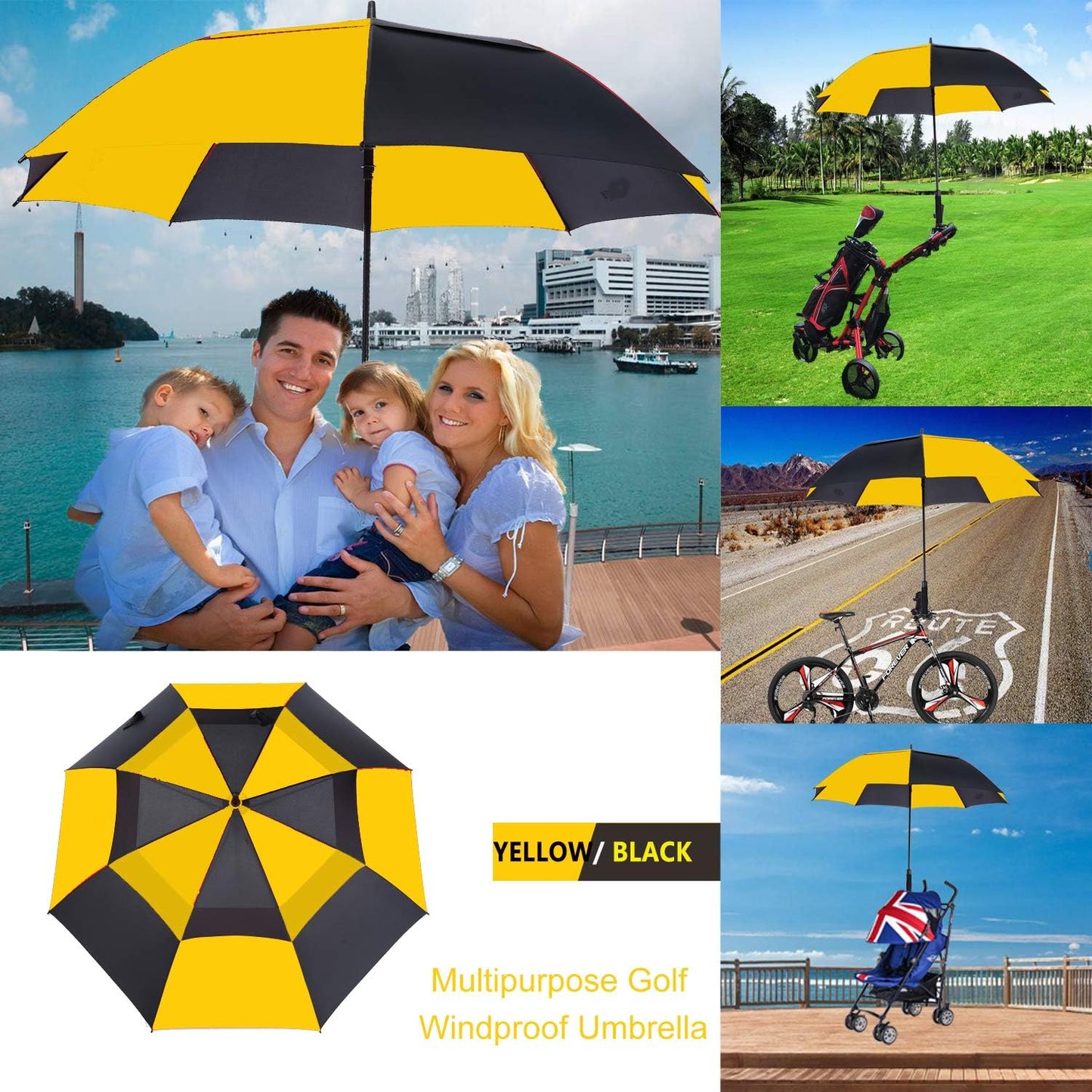 MRTLLOA Extra Large Golf Umbrella, 54/62/68/72 Inch Automatic Open, Oversize Double Canopy Vented Windproof Waterproof Sports Umbrellas for Rain