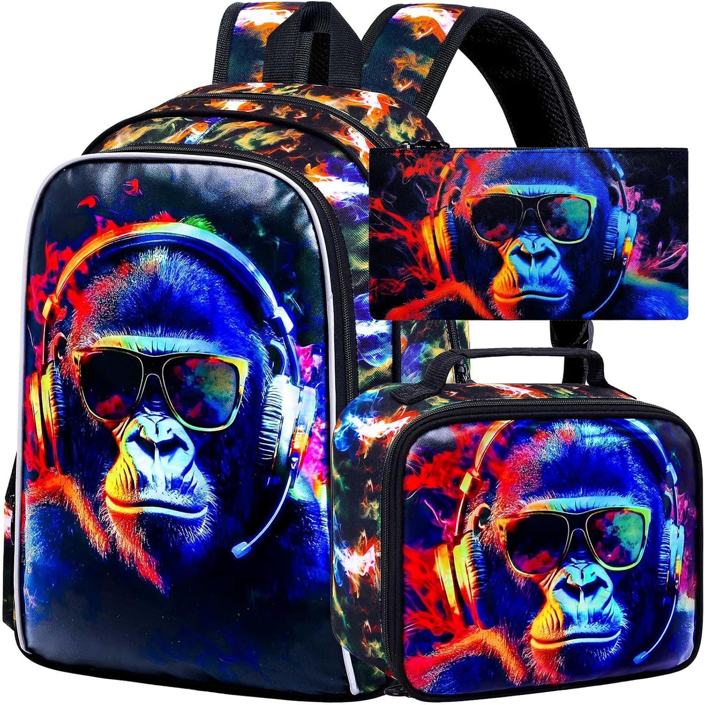 3Pcs Backpack for Boys, 17" Kids Bookbag with Lunch Box, School Backpacks for Elementary Preschool Kindergarten