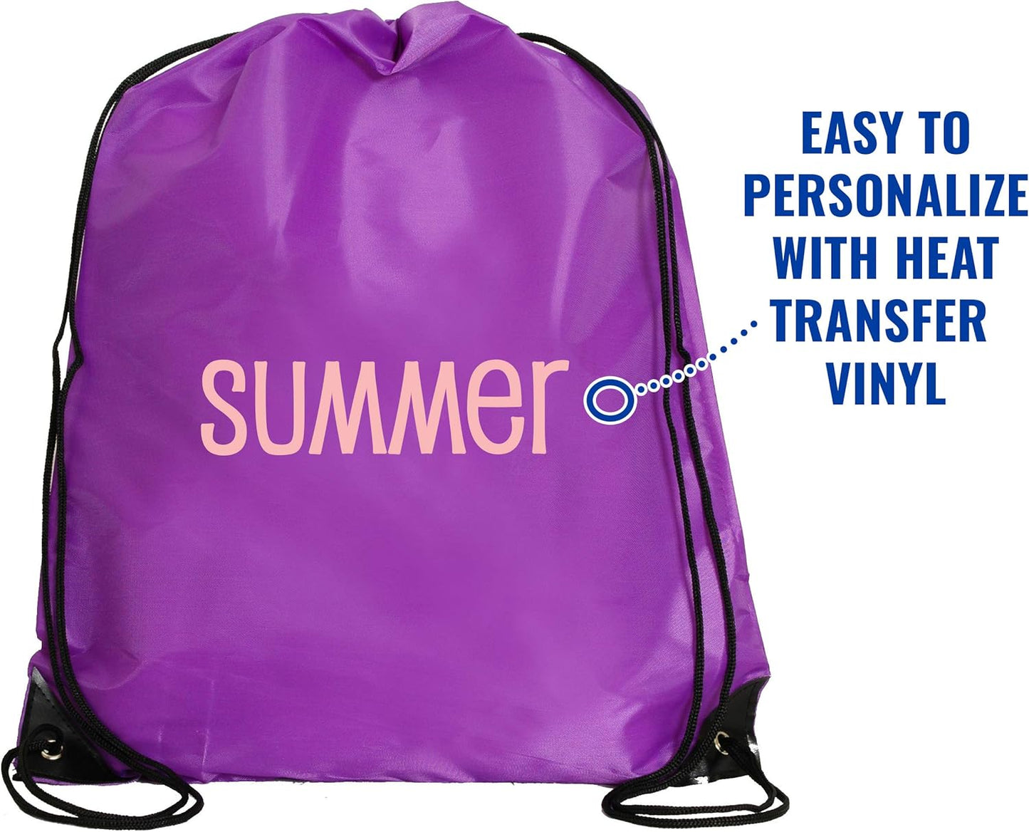 Threadart Drawstring Backpacks - Pack of 10 - Purple | Sports Cinch Sack String Backpack | For Gym, Storage, & Travel | Large 15" x 18.5" Size