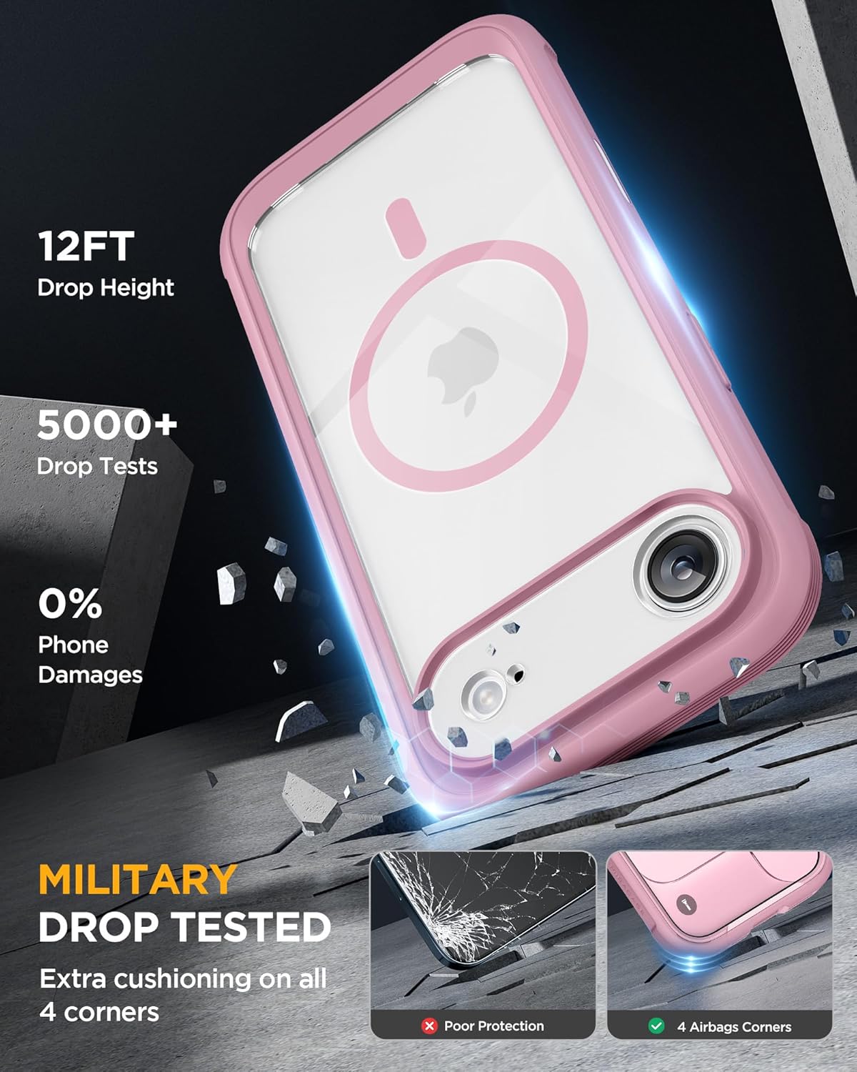 Miracase Magnetic for iPhone Air Case 6.5" [Compatible with MagSafe] Full-Body Phone Case with Built-in Glass Screen Protector & Camera Control,Drop Proof iPhone 17 Air Case Cover, Lilac