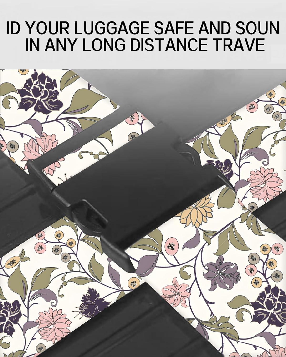 Luggage Straps for Suitcases, Adjustable Travel Belt, Durable Wide Luggage Strap, Cute Suitcase Strap Identifiers with Buckle, Bag Straps for Luggage, Cute Boho Flowers