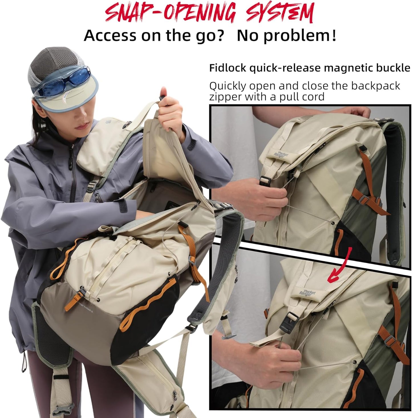 VSGO Pocket Ranger Expandable 35L-43L Photography & Outdoor Backpack – 35L Lightweight Waterproof
