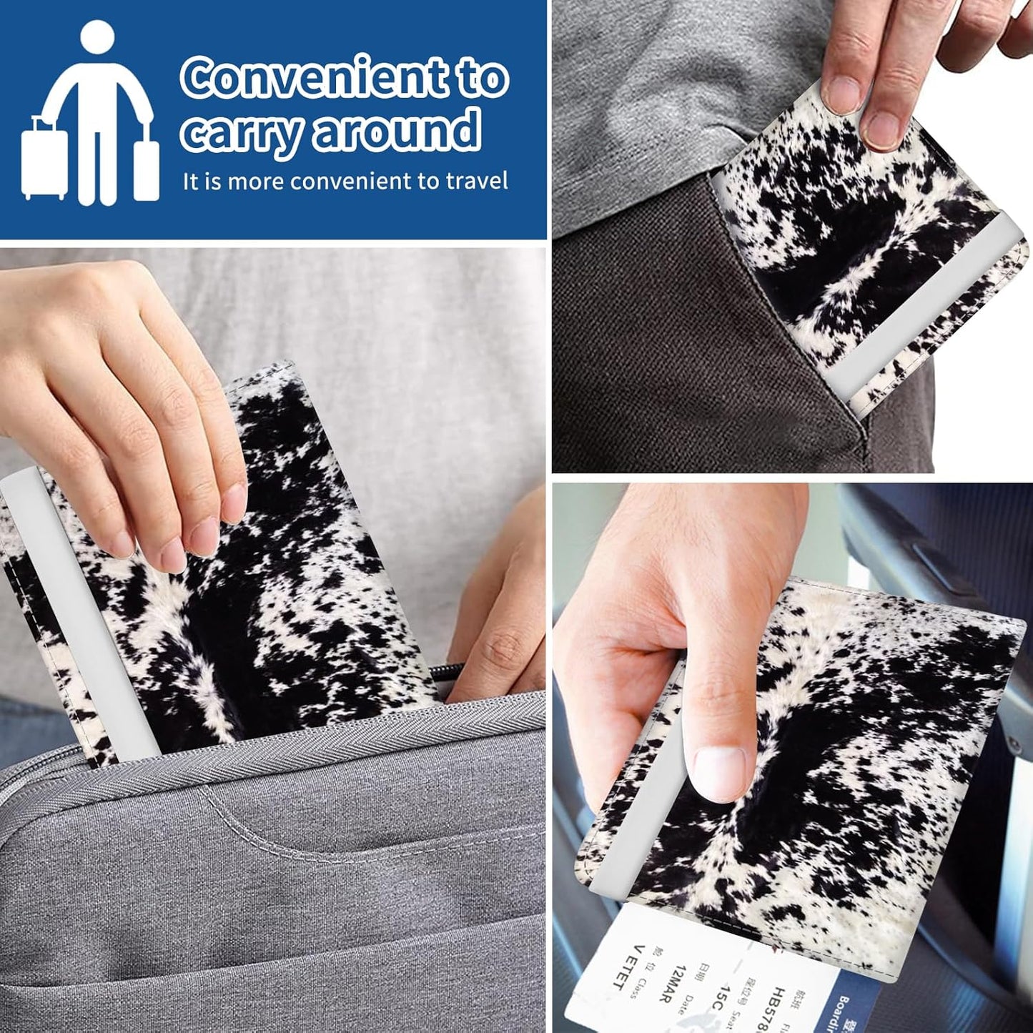 Passport Holder for Travel Essentials, Leather RFID Blocking Passport Wallet Cover Case, Cute Passport Book Holders for Women and Men Retro Cowhide
