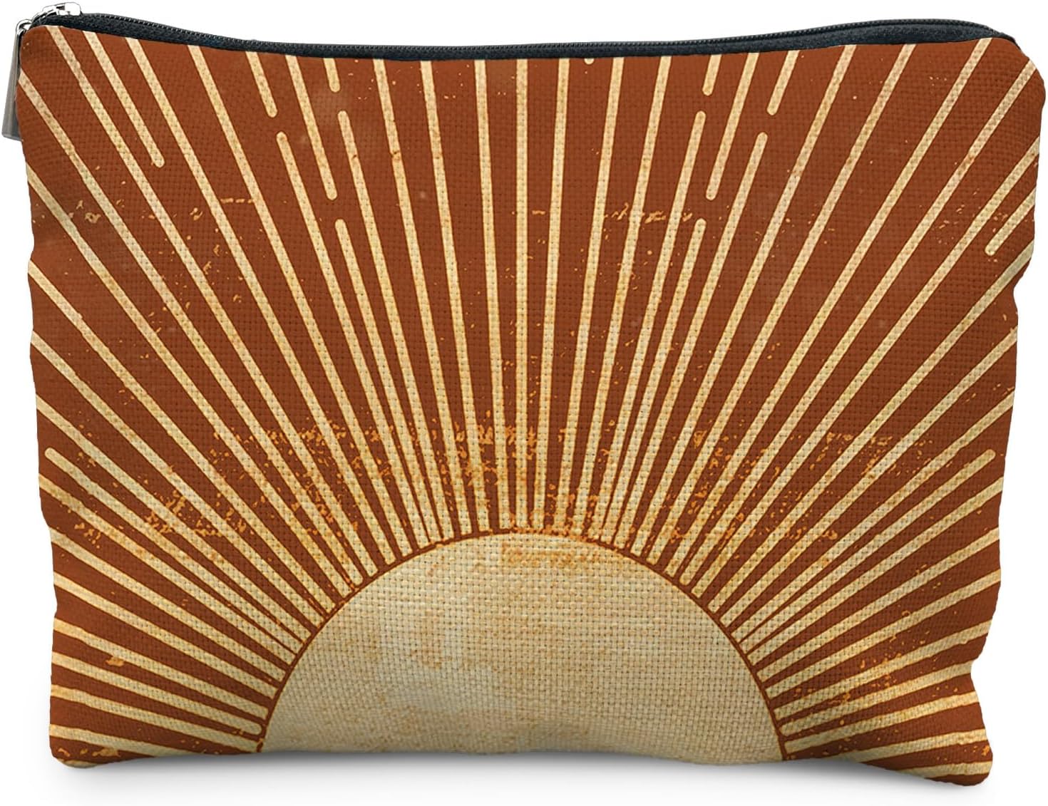 Sunshine Ray Boho Makeup Bag, Granola Girl Gifts, Vintage Orange Boho Neutral Sun boho Bags for
