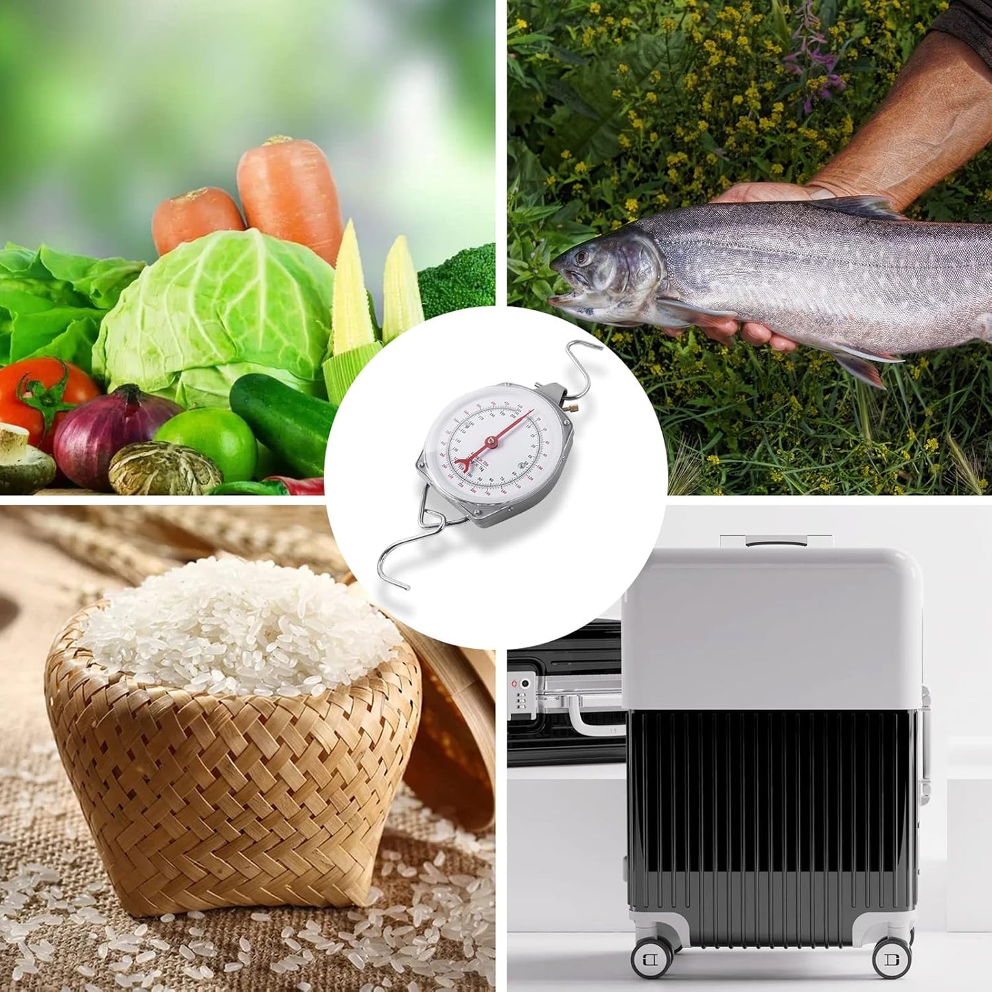 Mechanical Hanging Scales 440lb/200kg, High Accuracy Large Display Spring Dial Weight Scale Big Game Scale for Kitchen Fishing Hunting Farms