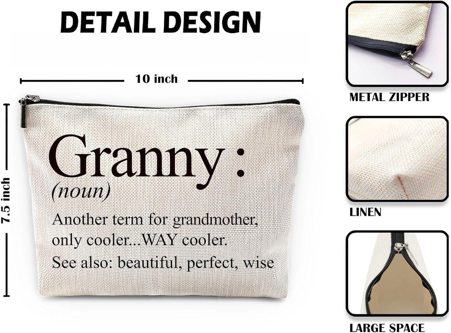Sufamb Granny Gifts Makeup Bag, Best Granny Gifts for Mother's Day Birthday from Grandkids Cosmetic Bags, Gift for Grandma Portable Small Toiletry Bag Zipper Makeup Pouch