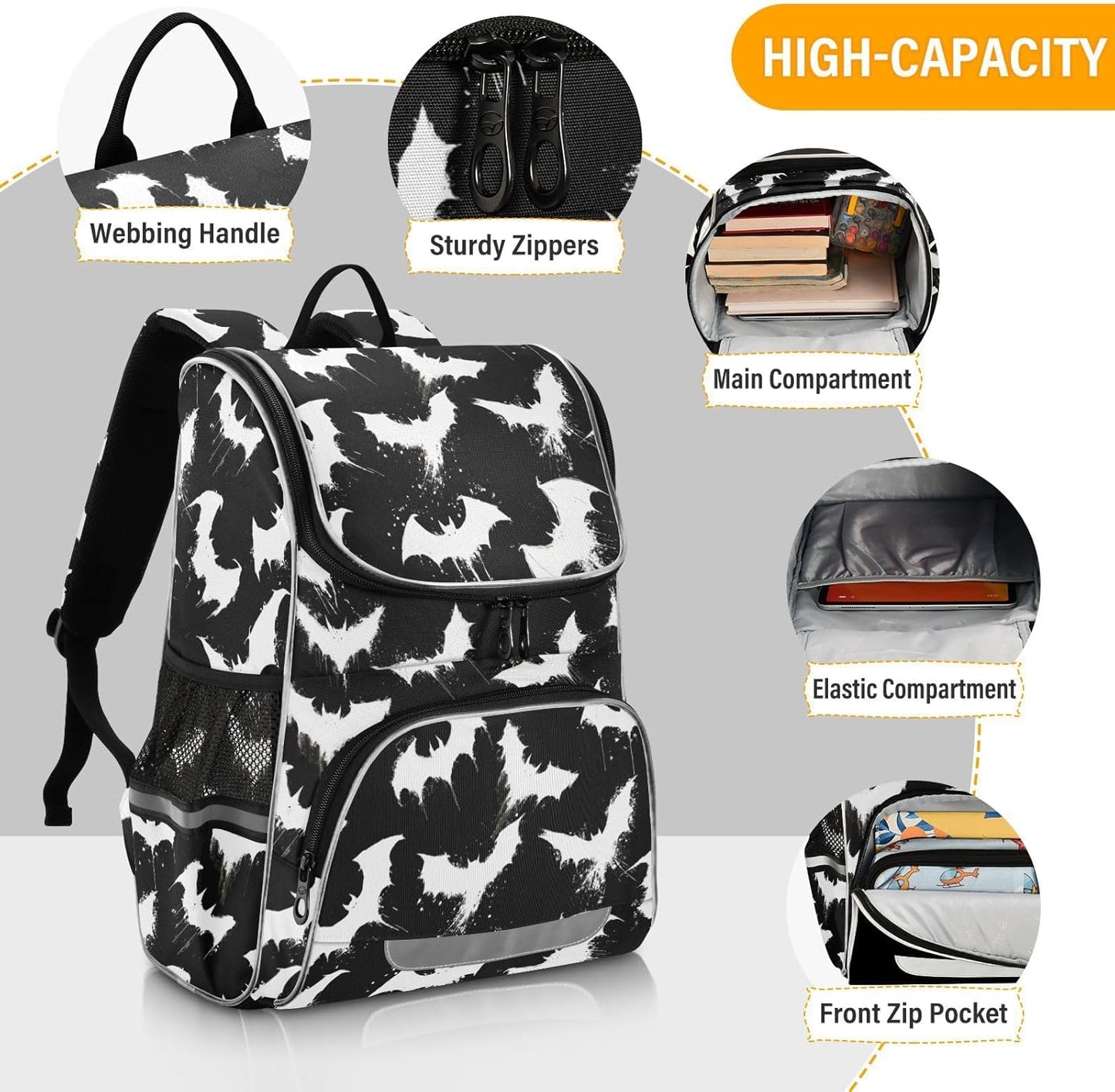 Bat Gothic Cute Backpack For Girls Kids Backpack Boys Teen School Bag Bookbag Travel Daypacks