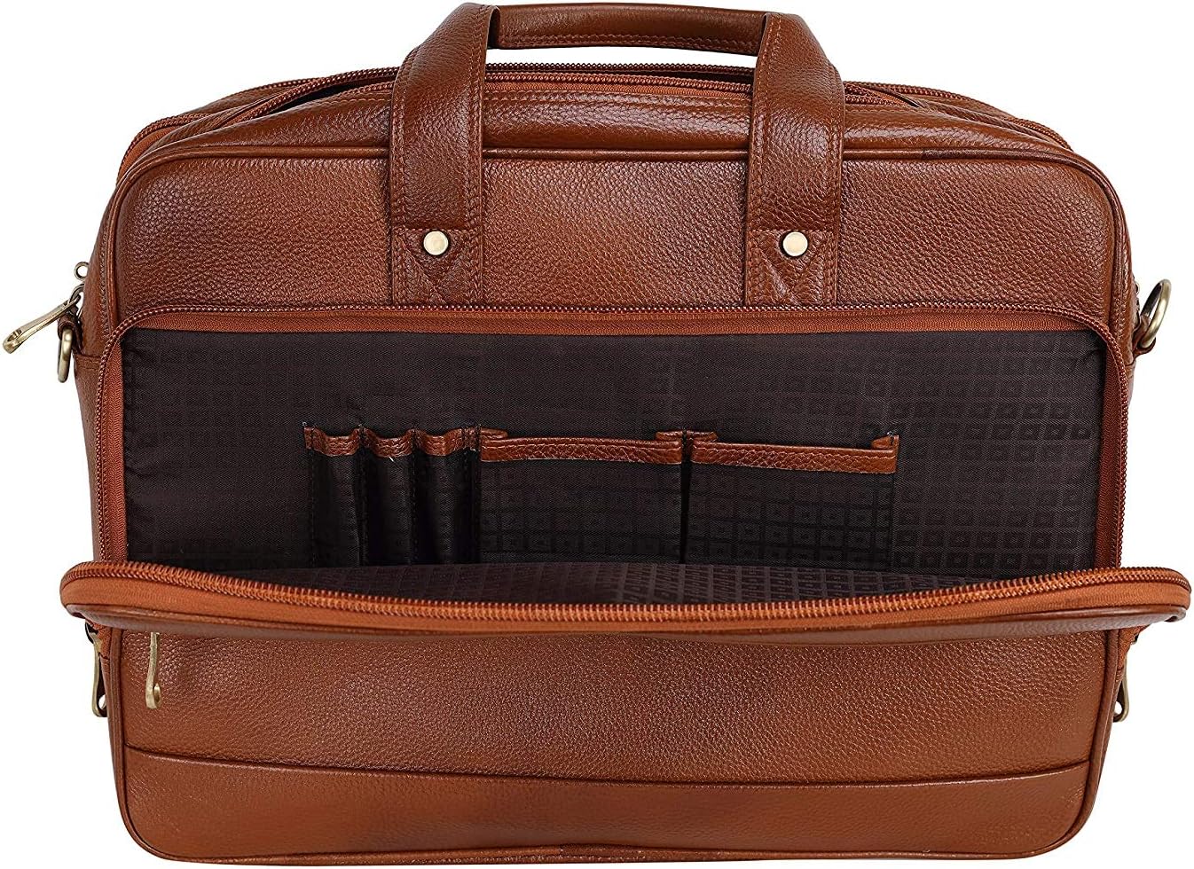 Full Grain Leather 16 Inch briefcases Laptop Messenger Bags for Men and Women Expandable Business Bag Leather Satchel Bags