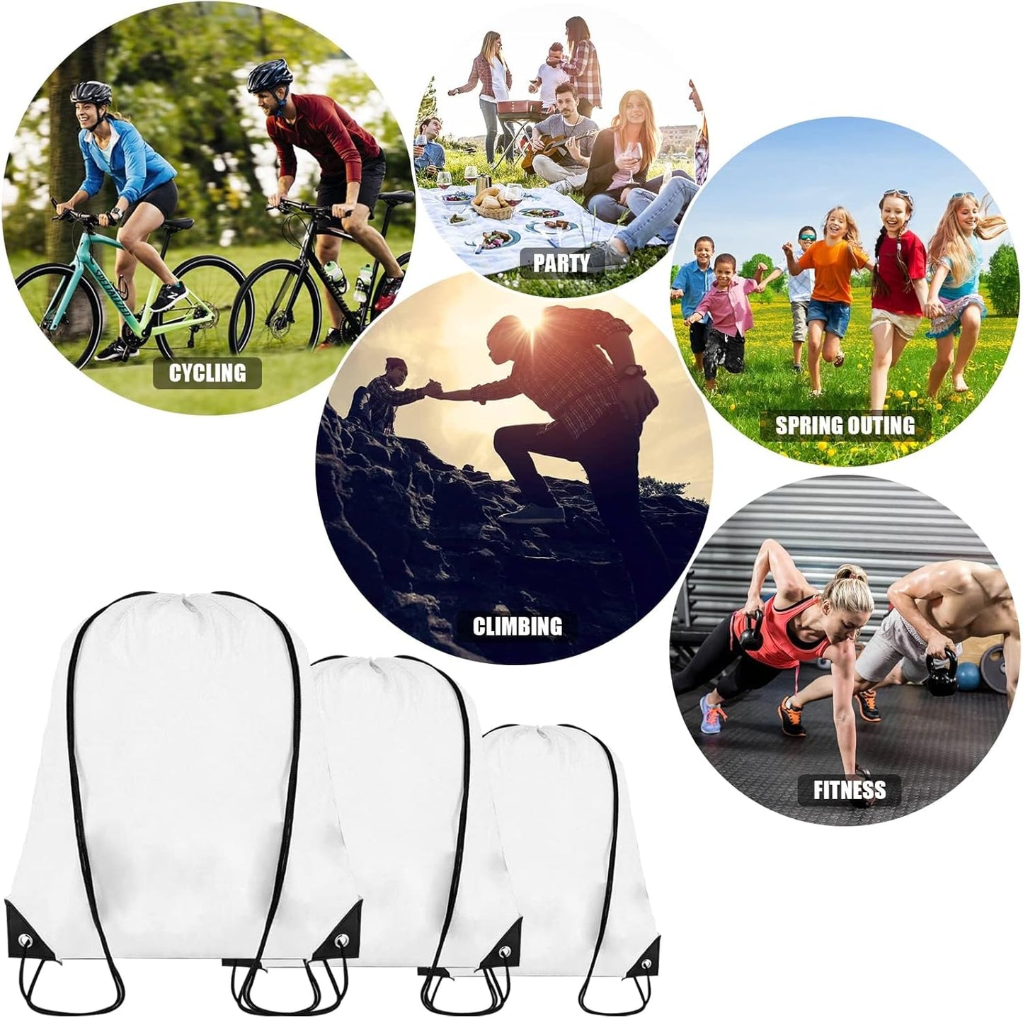 Drawstring Backpack Bulk 100Pcs Cinch Bag, Polyester Drawstring Bags for Gym Beach Sports Short