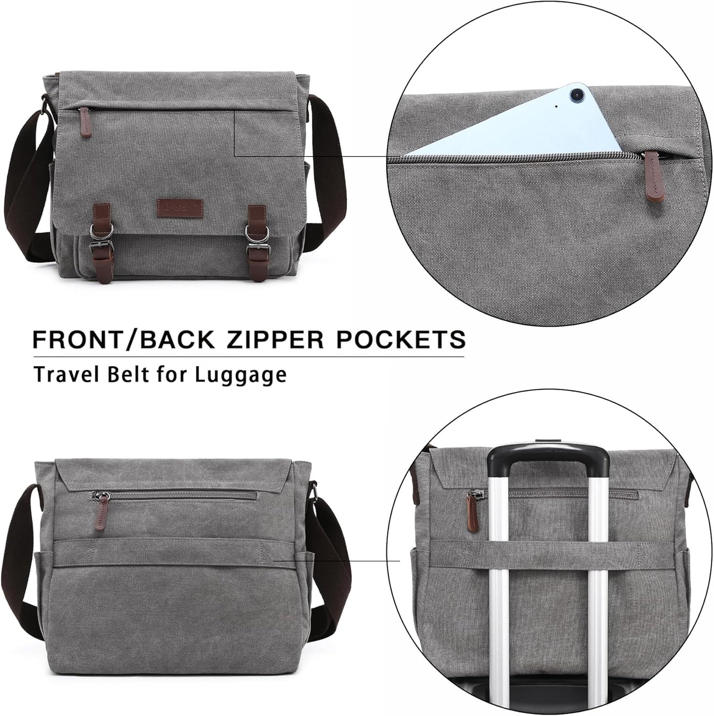 Large Vintage Canvas Messenger Shoulder Bag Travel Crossbody Purse Briefcase Business Bag for
