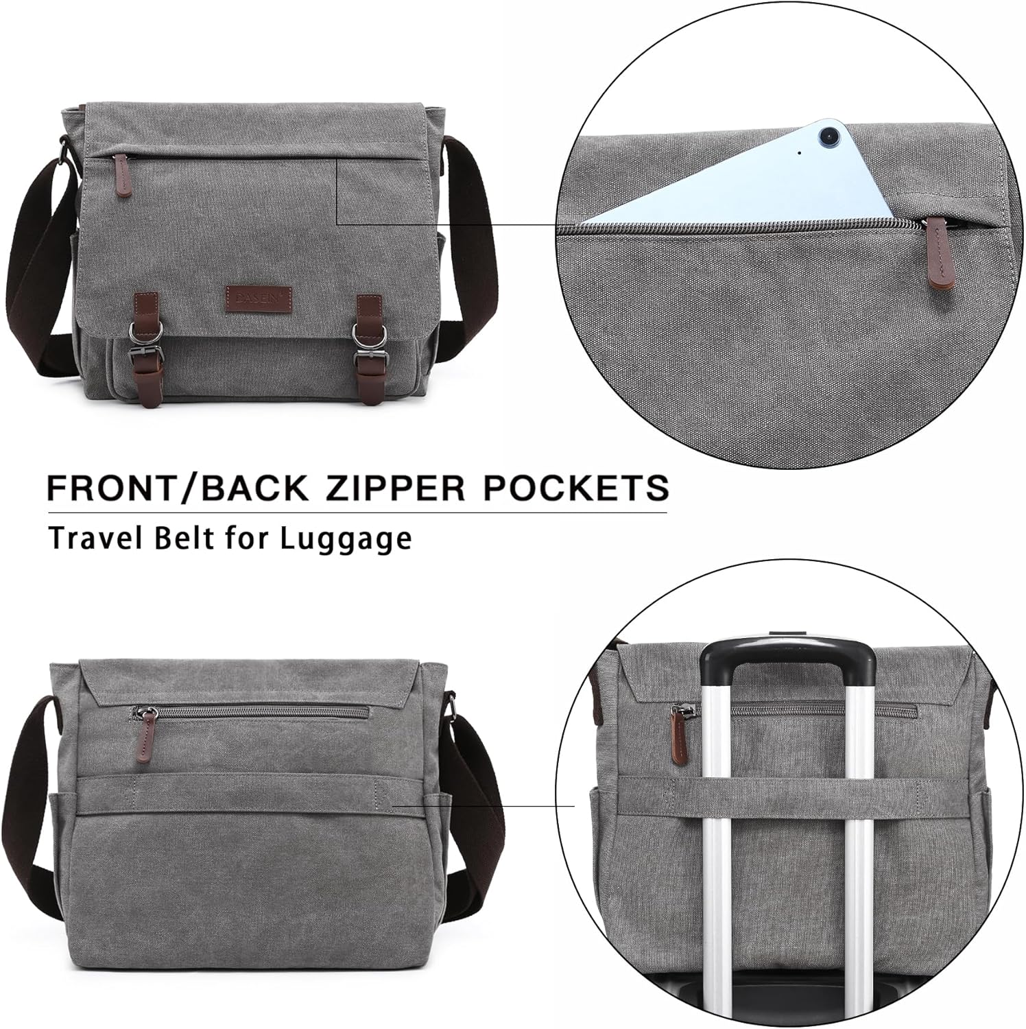 Large Vintage Canvas Messenger Shoulder Bag Travel Crossbody Purse Briefcase Business Bag for