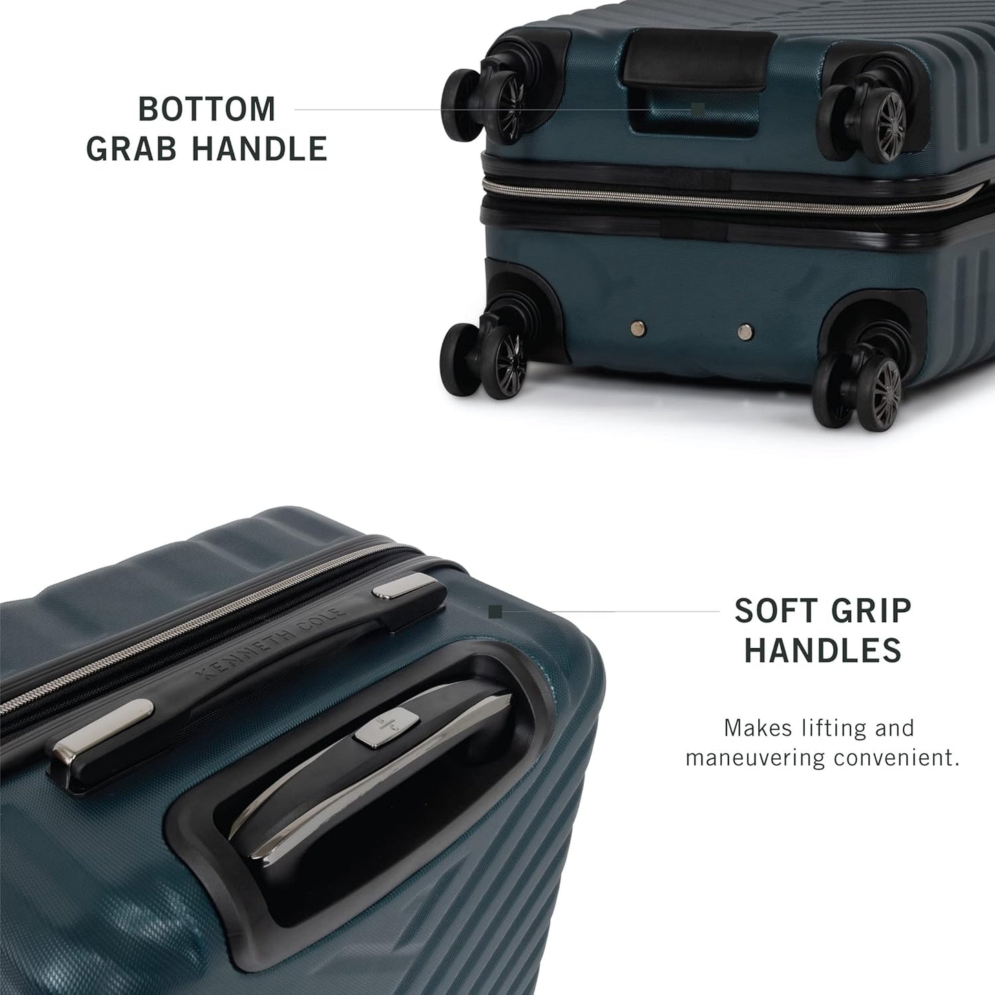 Kenneth Cole REACTION Madison Square Lightweight Hardside Chevron Expandable Spinner Luggage, Emerald, 20-Inch Carry On