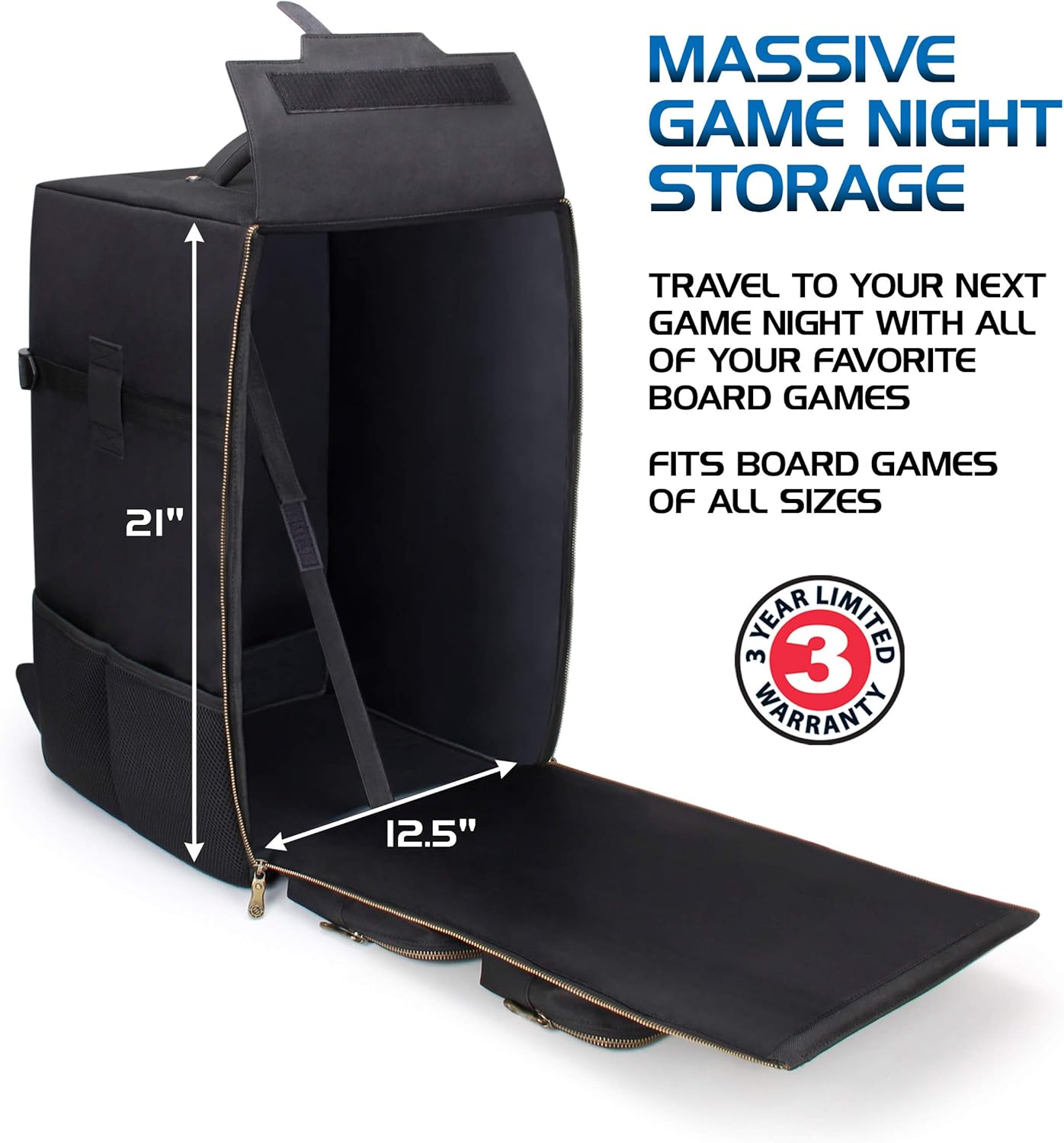 ENHANCE Board Game Backpack - Reinforced Rigid Board Game Storage with Padded Shoulder Straps