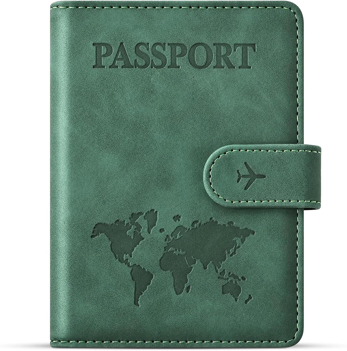Passport Holder for Travel Essentials, Passport Wallet Cover Case for Travel Must Haves Accessories,Passport Book Holders for Women and Men BLACK (GREEN)
