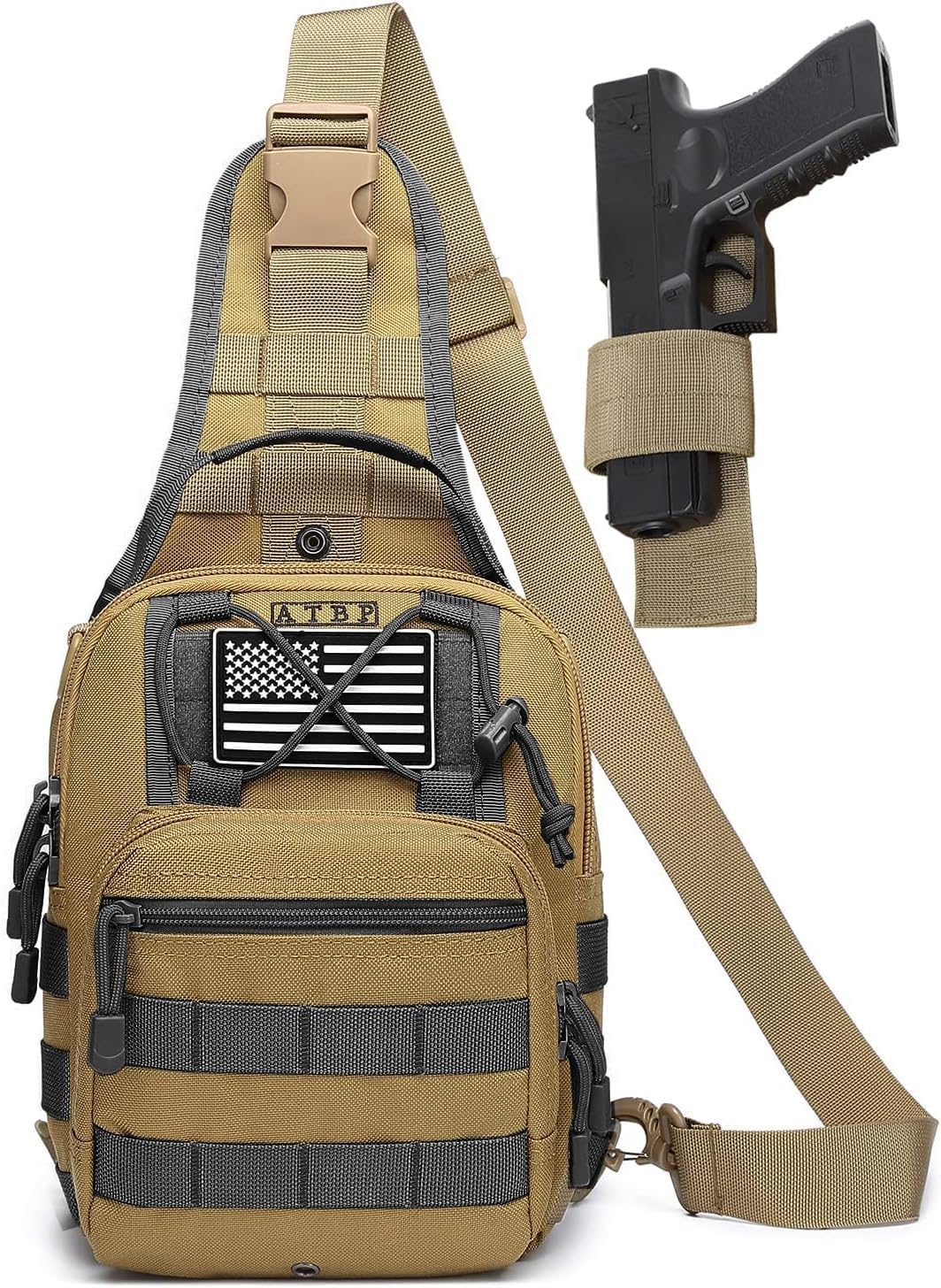 ATBP Small Tactical Holster Sling Backpack Accessories Shoulder Pouch Water Bottle & Radio Holder Crossbody Bag for Men
