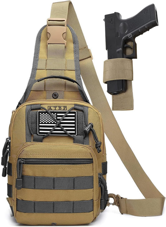 ATBP Small Tactical Holster Sling Backpack Accessories Shoulder Pouch Water Bottle & Radio Holder Crossbody Bag for Men