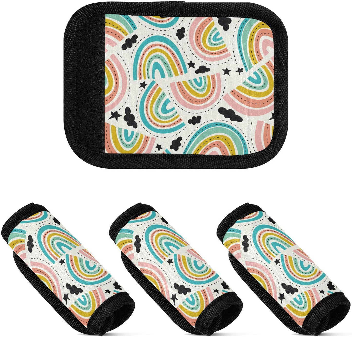 Cute Rainbow 4 Pack Luggage Handle Wraps Covers for Suitcase Identifiers Bag Tags Travel Accessories