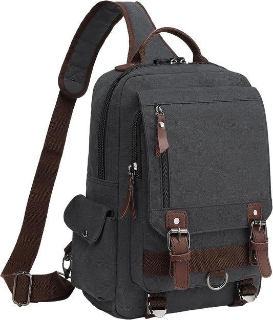BASICPOWER Laptop Sling Bag for Men Women, Sling Backpack Crossbody Bag Fits 14 inch Computer with USB Port Anti-theft